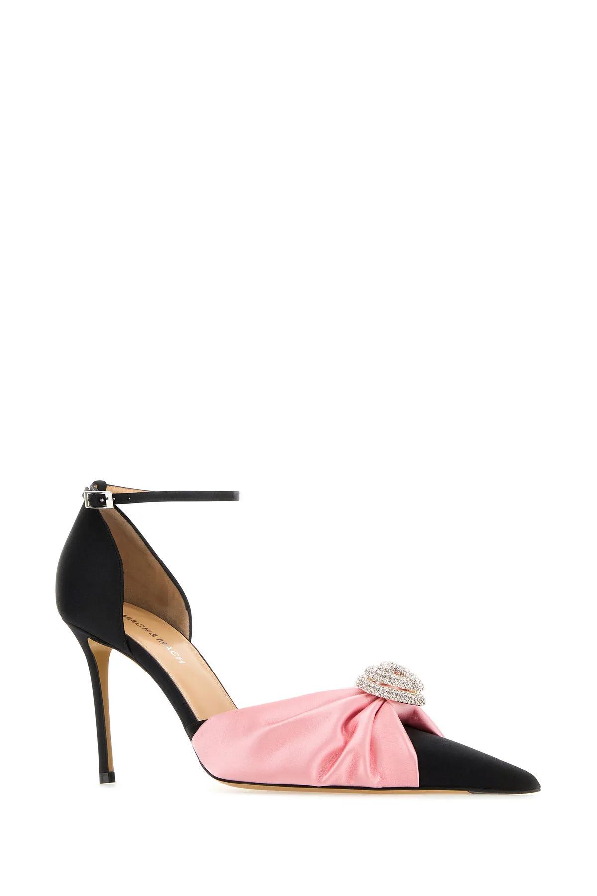 Shop Mach &amp; Mach Black Satin Pumps In Pink