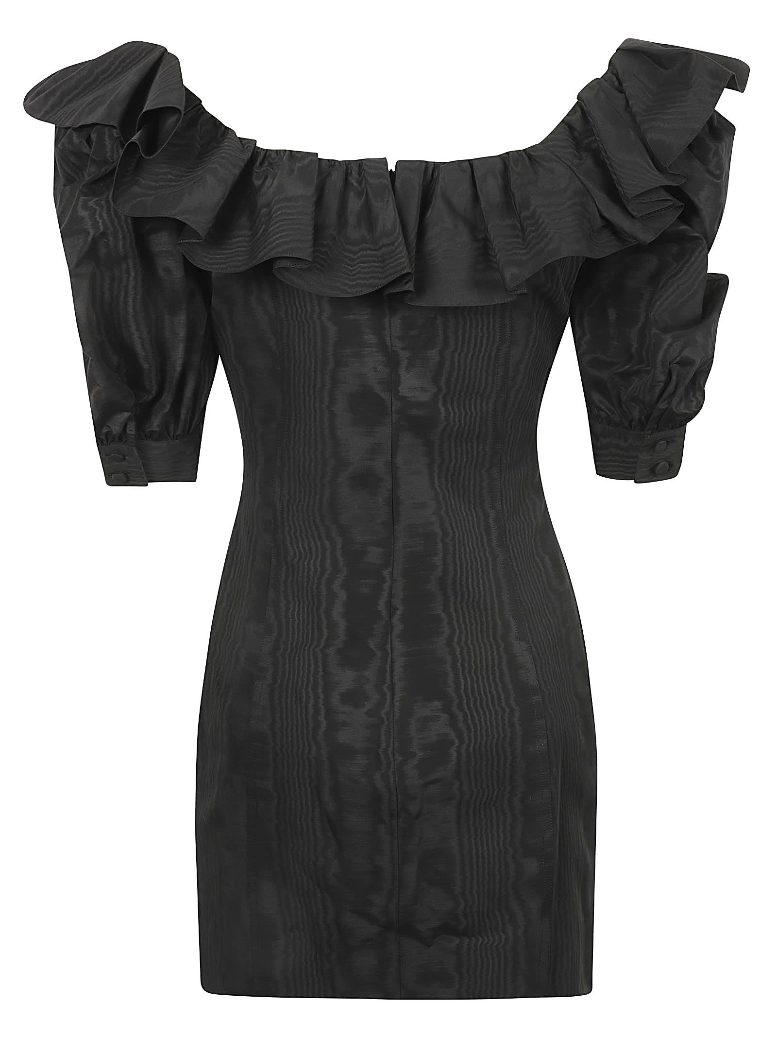 Shop Alessandra Rich Moire Mini Lace-up Dress In Black