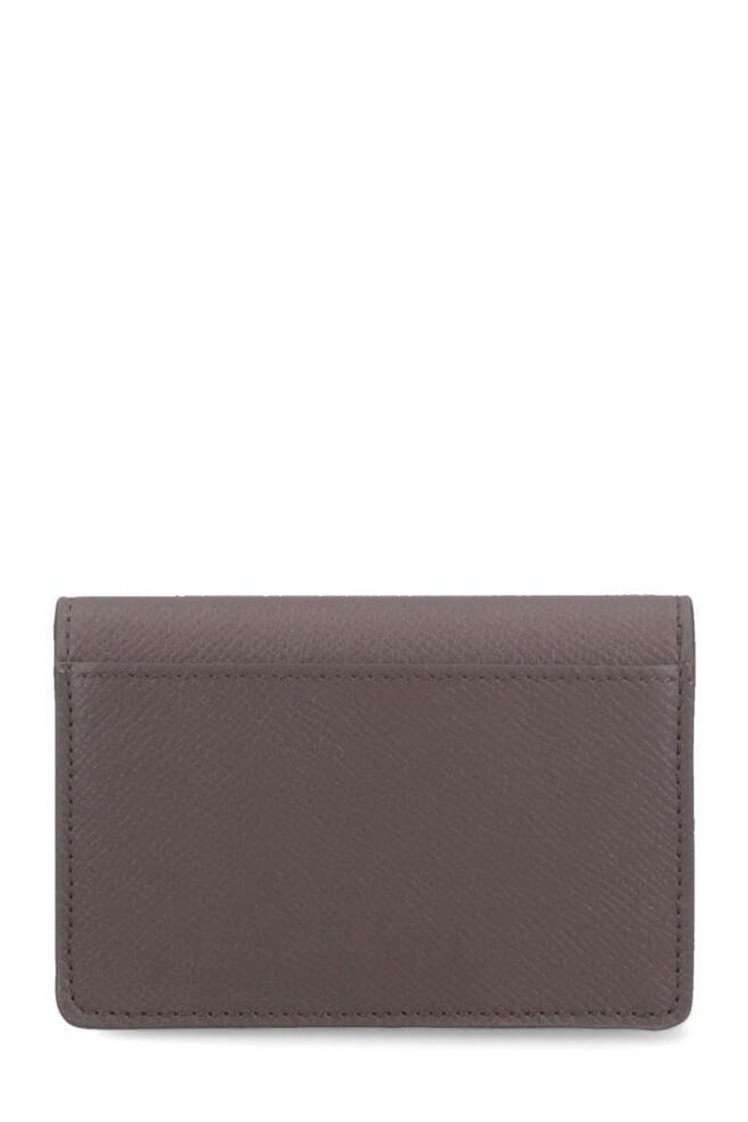 Ferragamo Gancini Logo-plaque Leather Wallet In Taupe