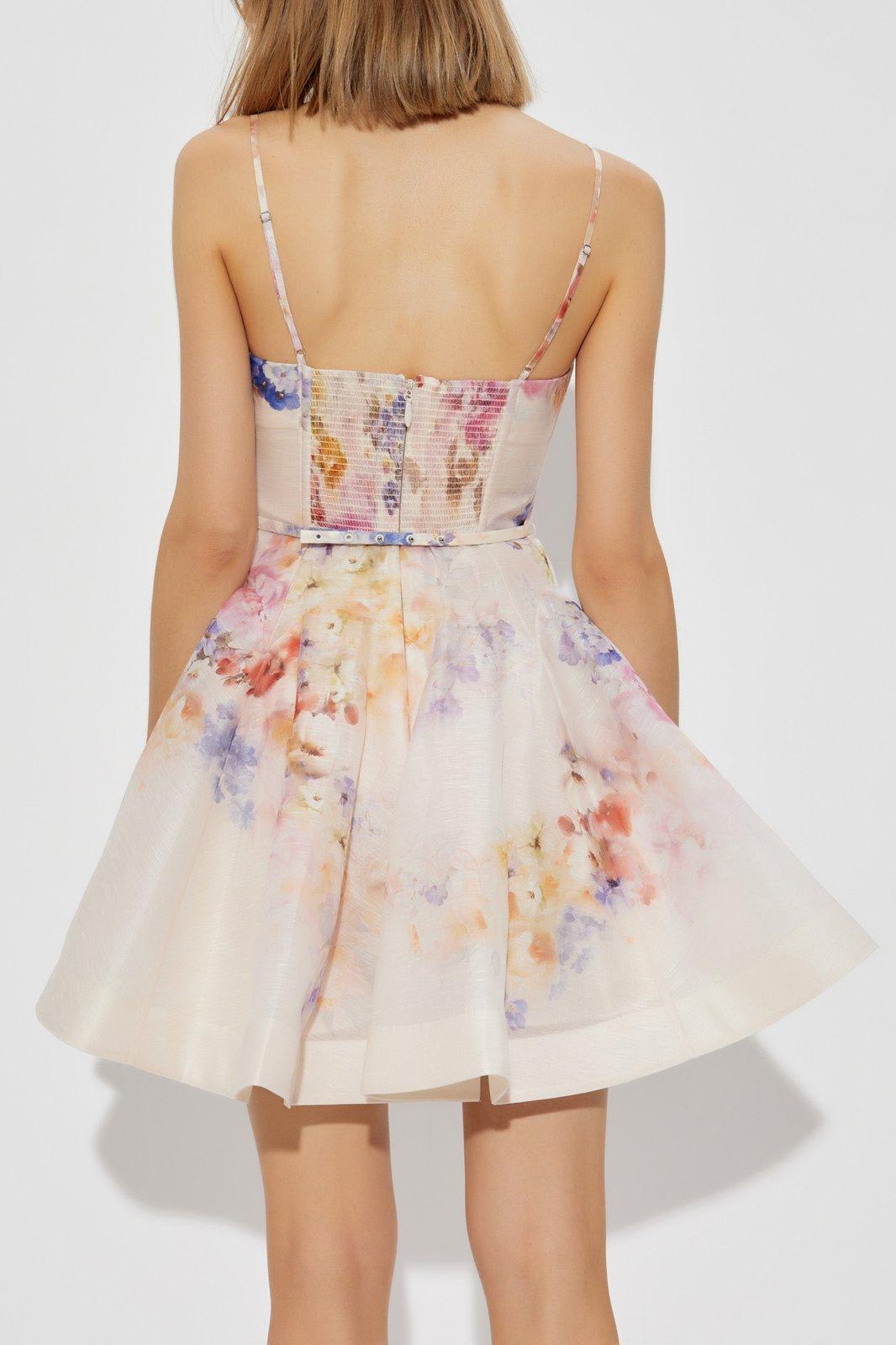 Shop Zimmermann Crush Twist Front Mini Dress In Multifloral