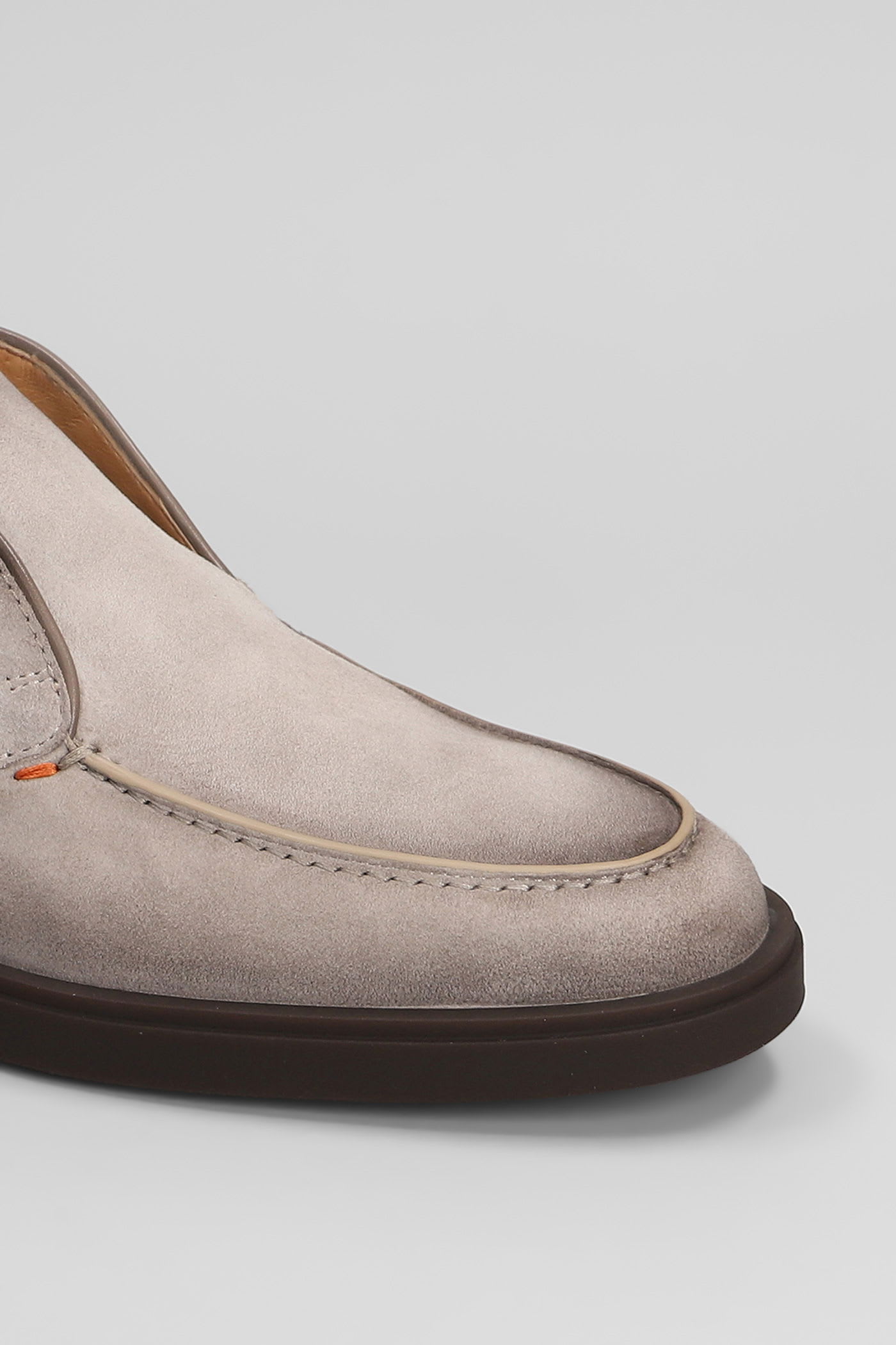 Santoni Dragon Loafers In Grey Suede In Gray