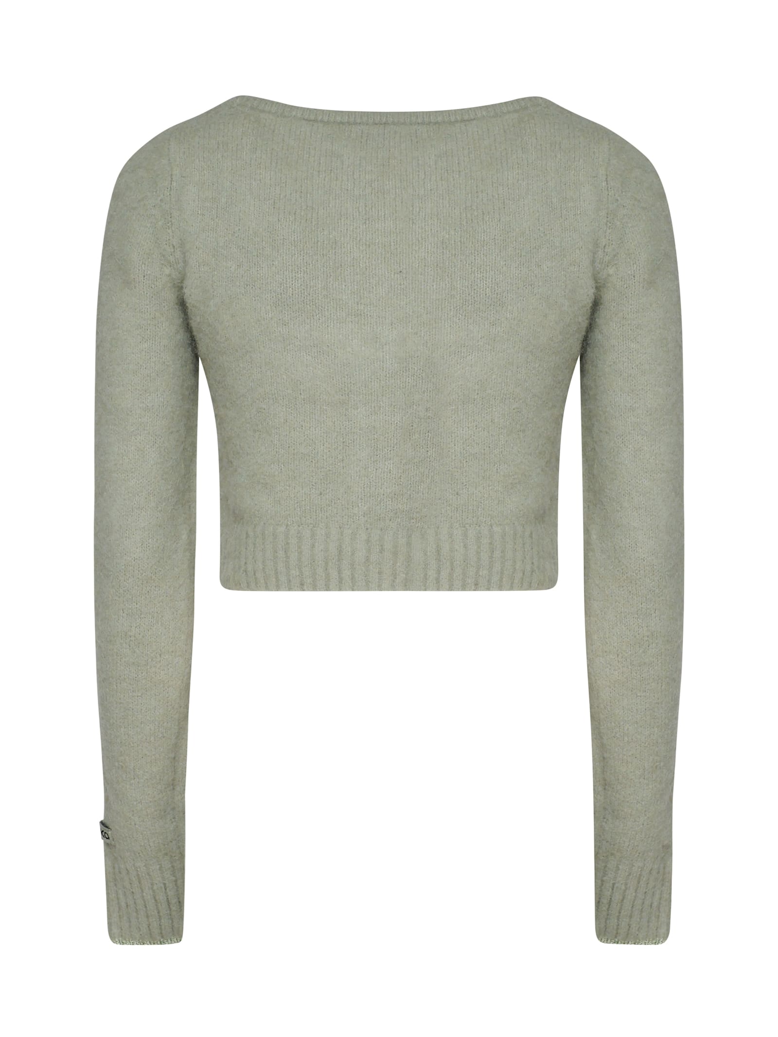 Shop Pinko Colorpoint Sweater With Wide Round Neckline In Sage