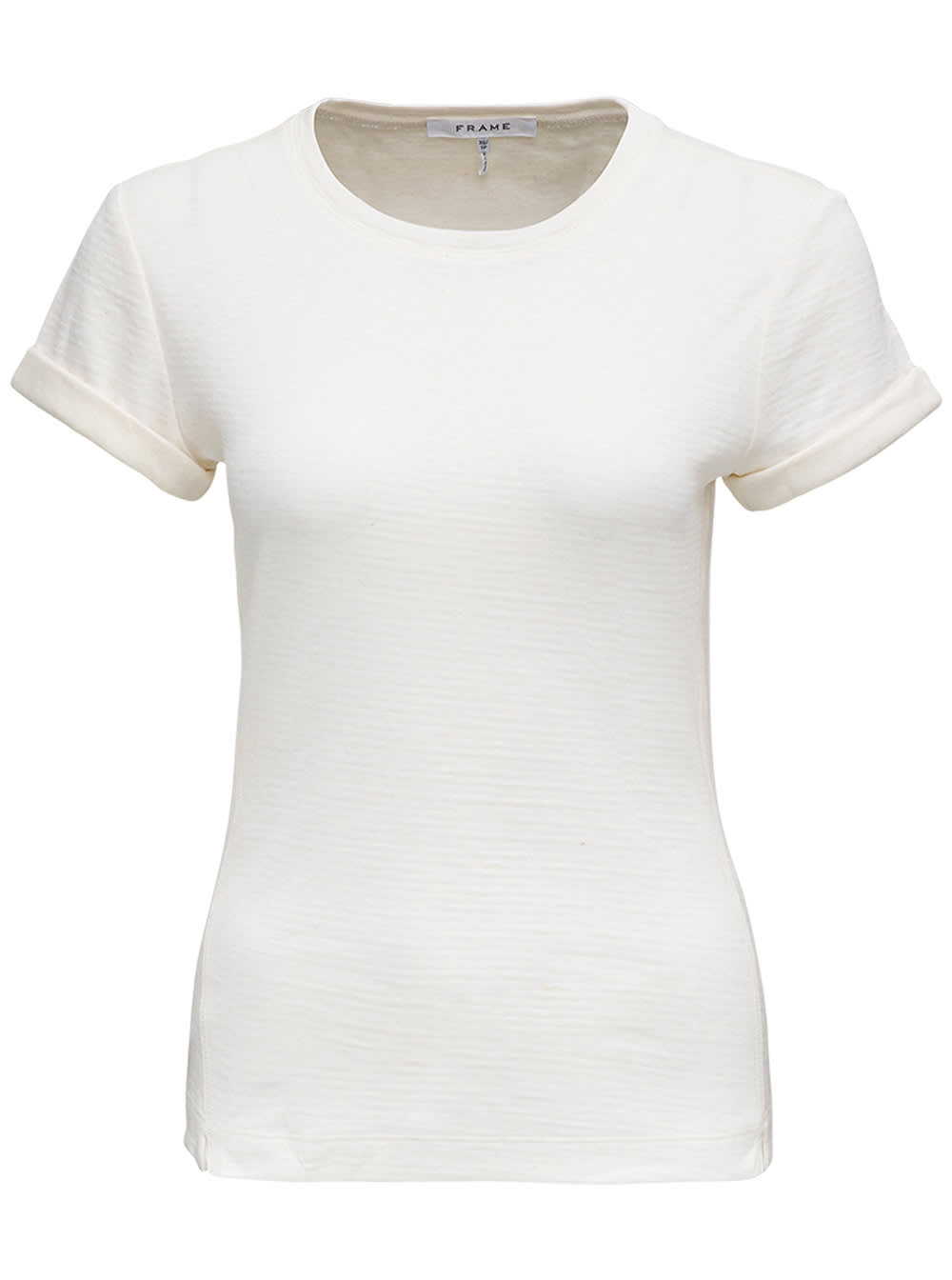 Frame Rolled True White Cotton T-shirt
