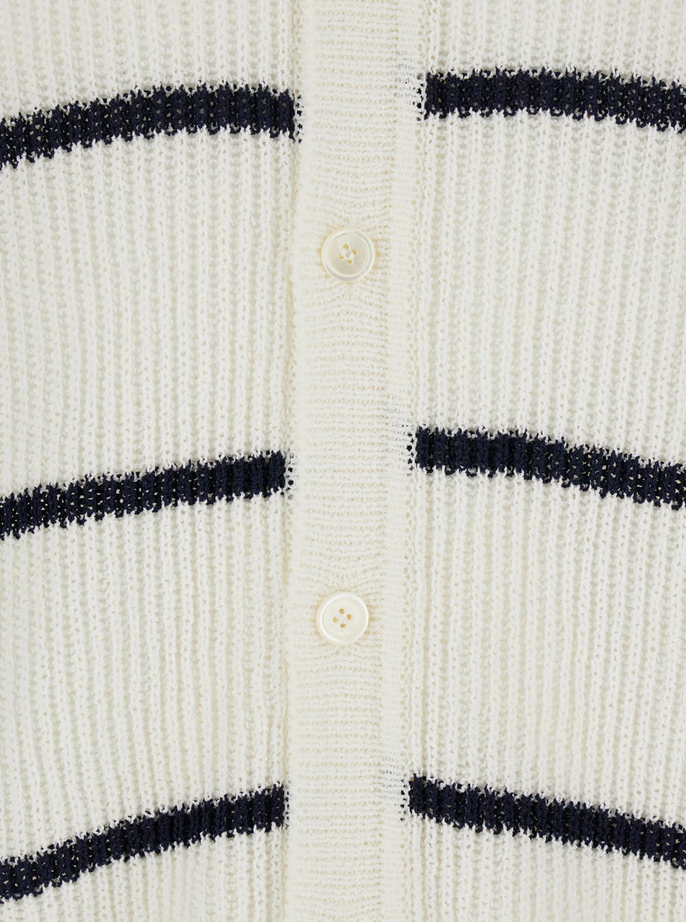 Dunst White Knitted Polo Shirt With All-over Striped Motif In White