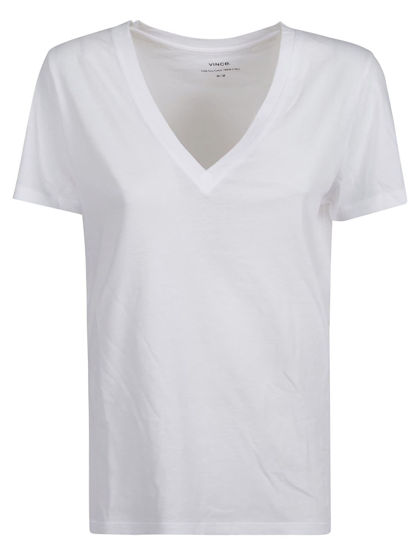 Shop Vince V-neck T-shirt In White