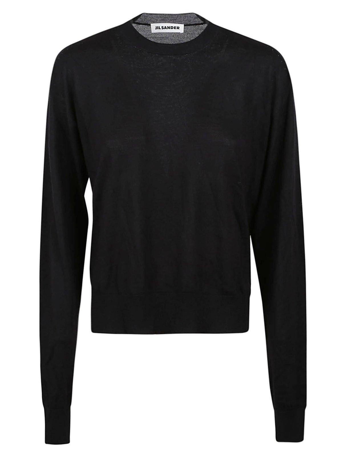 Shop Jil Sander Crewneck Knitted Sweater In Black