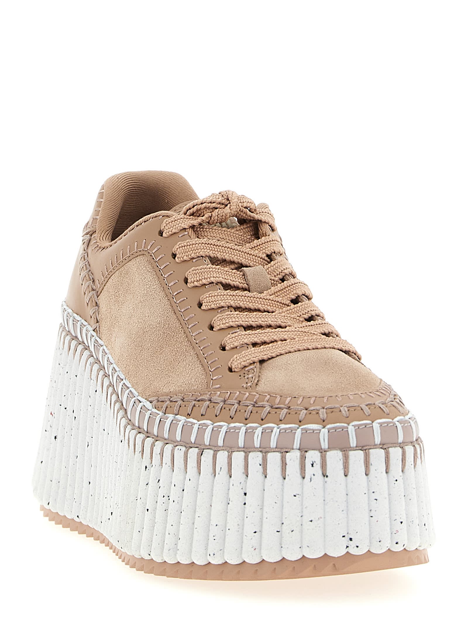 Chloé Platform Sneakers Elevated Round Toe In Pink