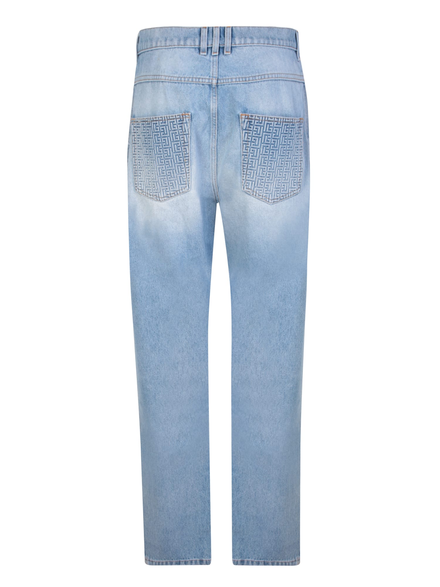 Shop Balmain Low Rise Jeans In Blue