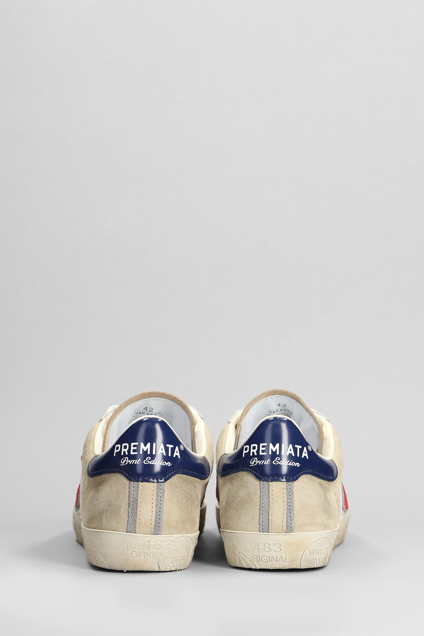 Shop Premiata Steven Sneakers In White Suede And Leather
