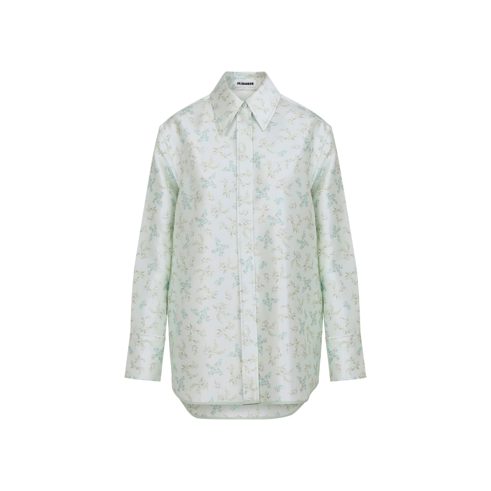 Jil Sander Floral Long Sleeve Shirt With Structured Collar In Multi