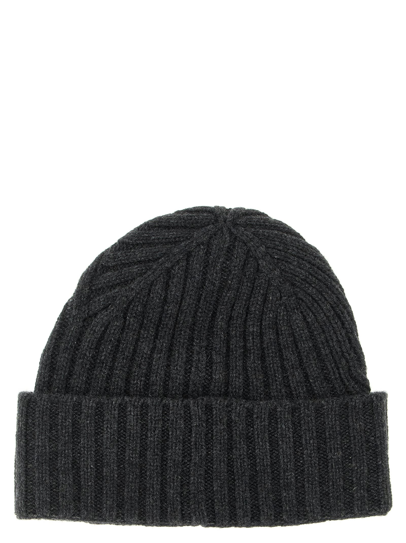 Jacquemus Ribbed Cashmere And Wool Beanie Hat In Gray