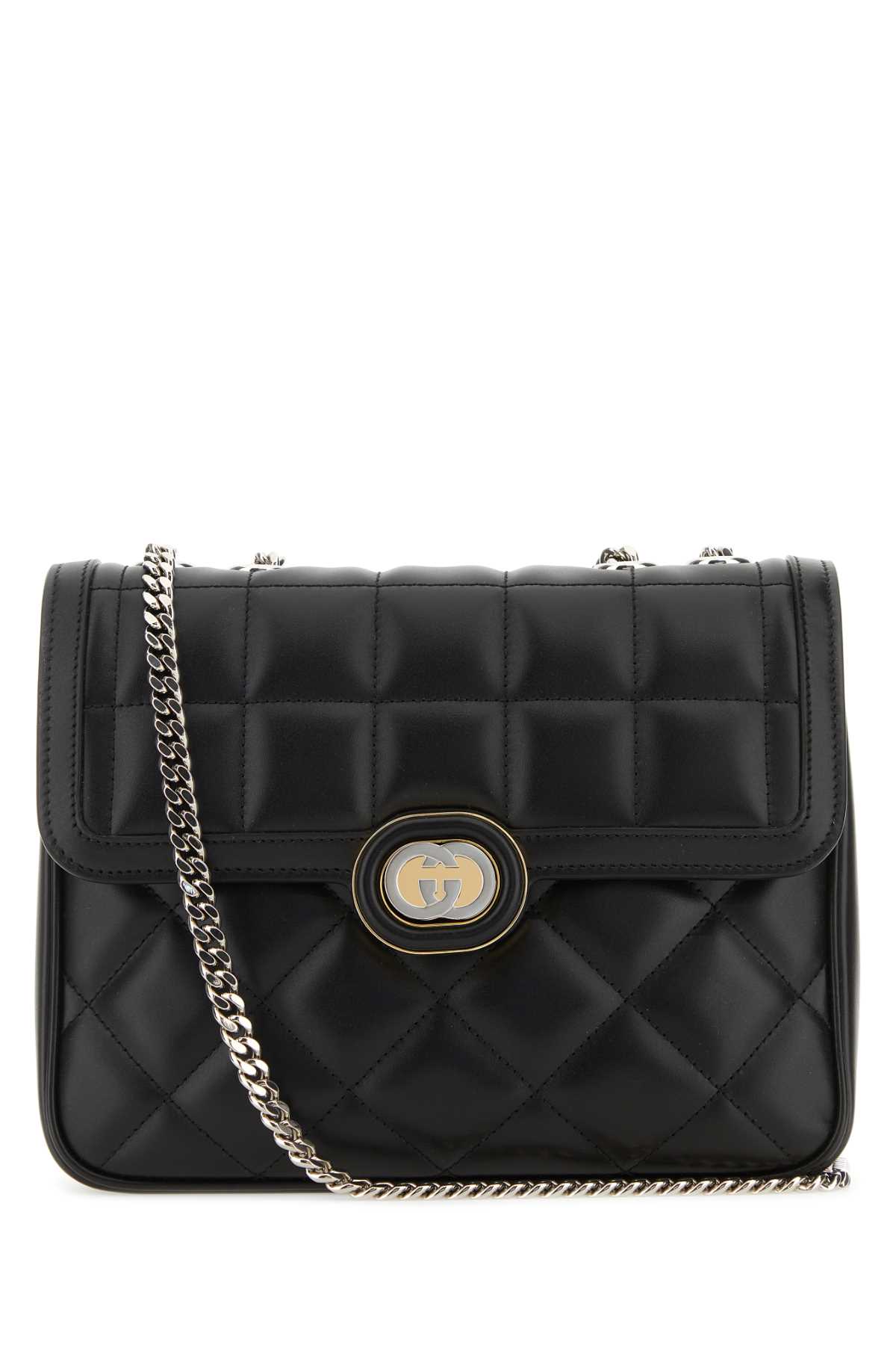 Shop Gucci Black Leather Small  Deco Shoulder Bag