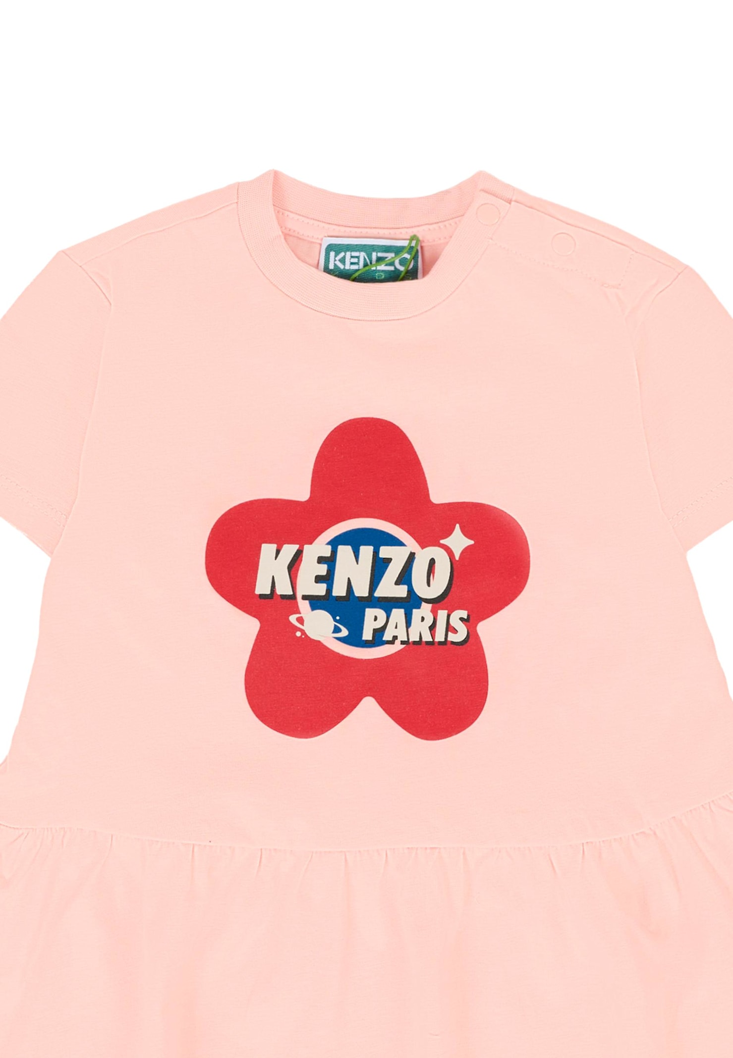 Kenzo Pink Dress For Baby Girl With Poppy In Pink
