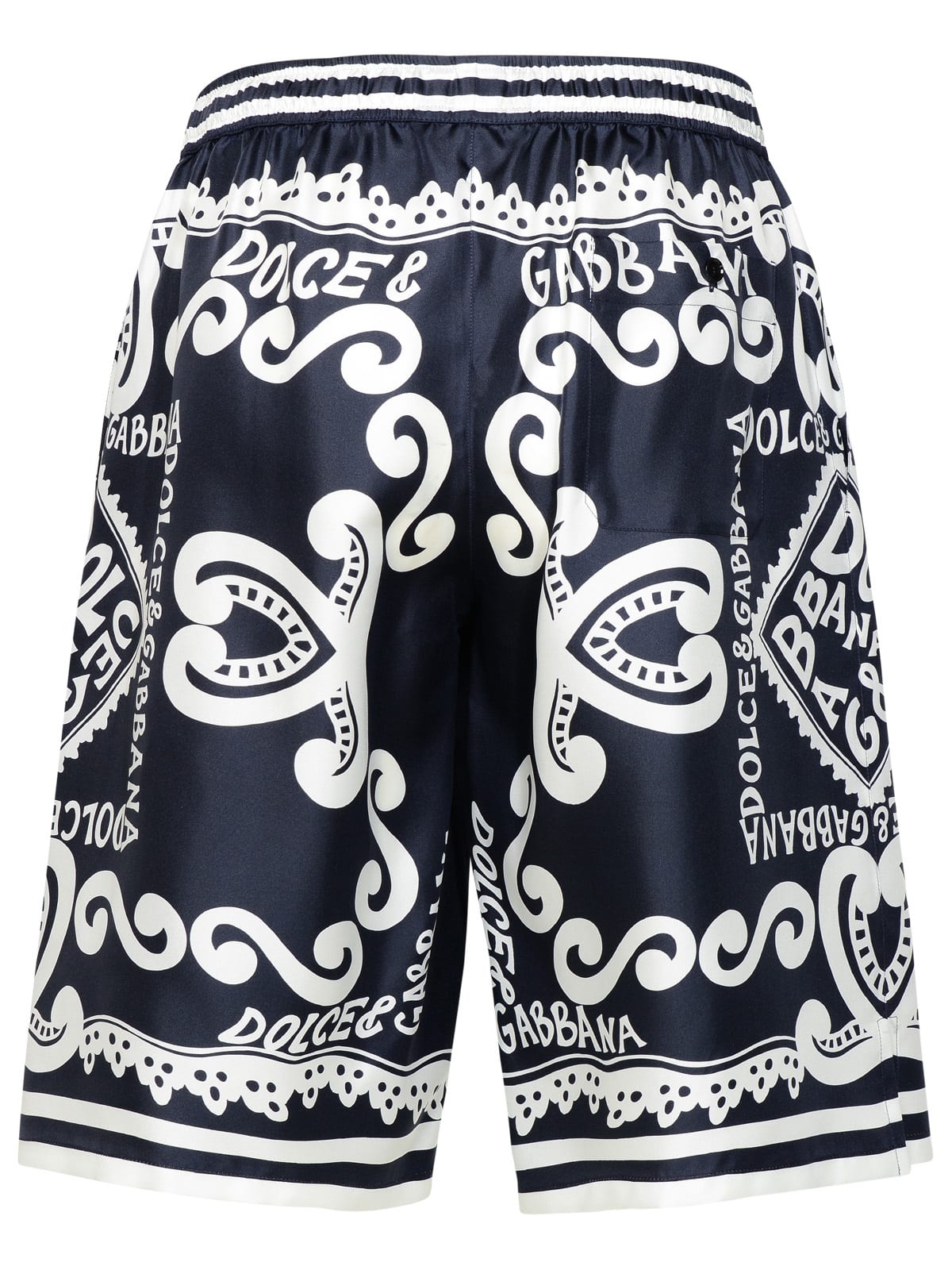 Shop Dolce & Gabbana Bermuda Shorts Navy Silk Joggers In Dg Marina F.blu