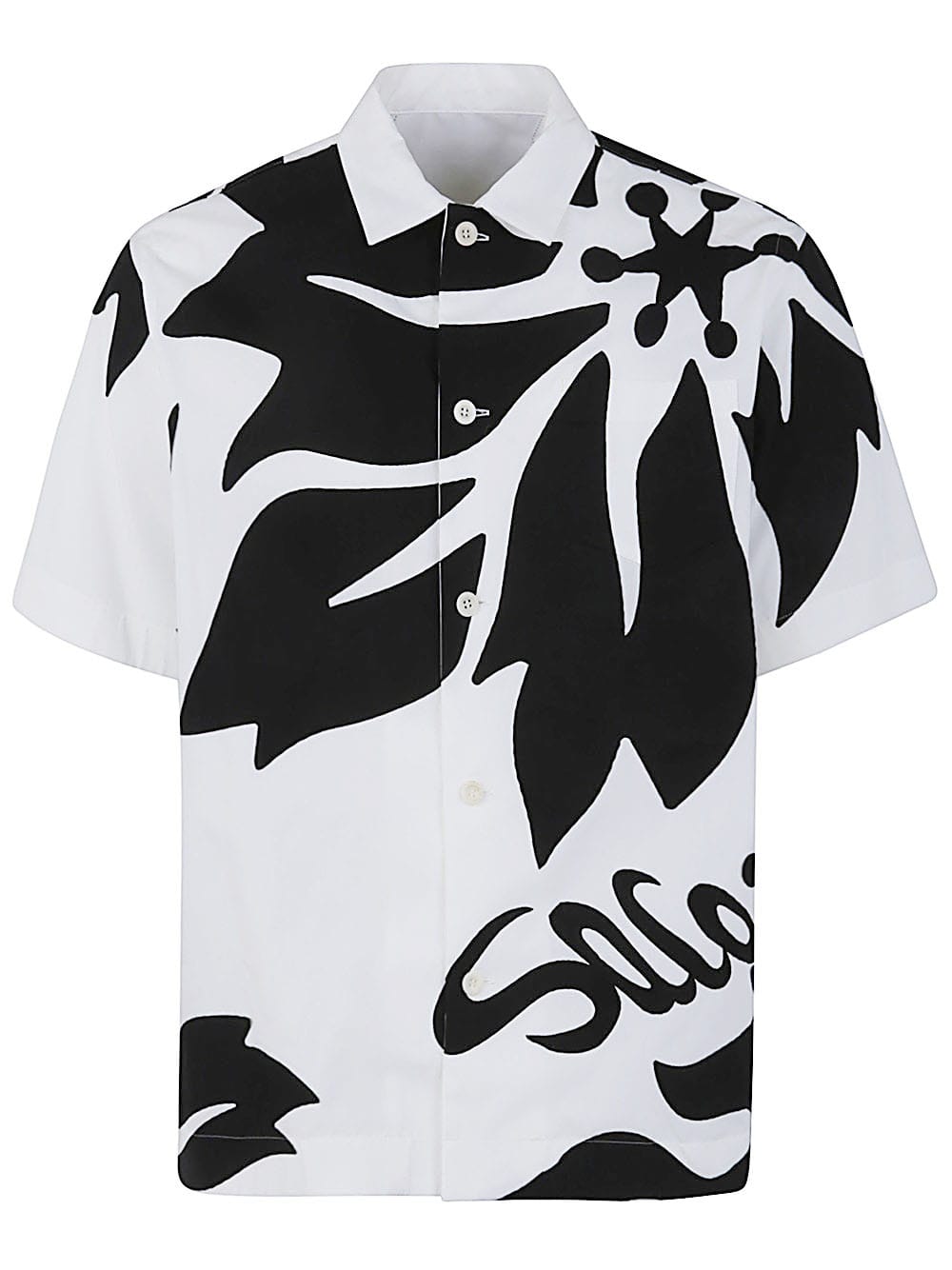 Shop Sacai Floral Embroidered Patch Cotton Poplin Shirt In Off White Black