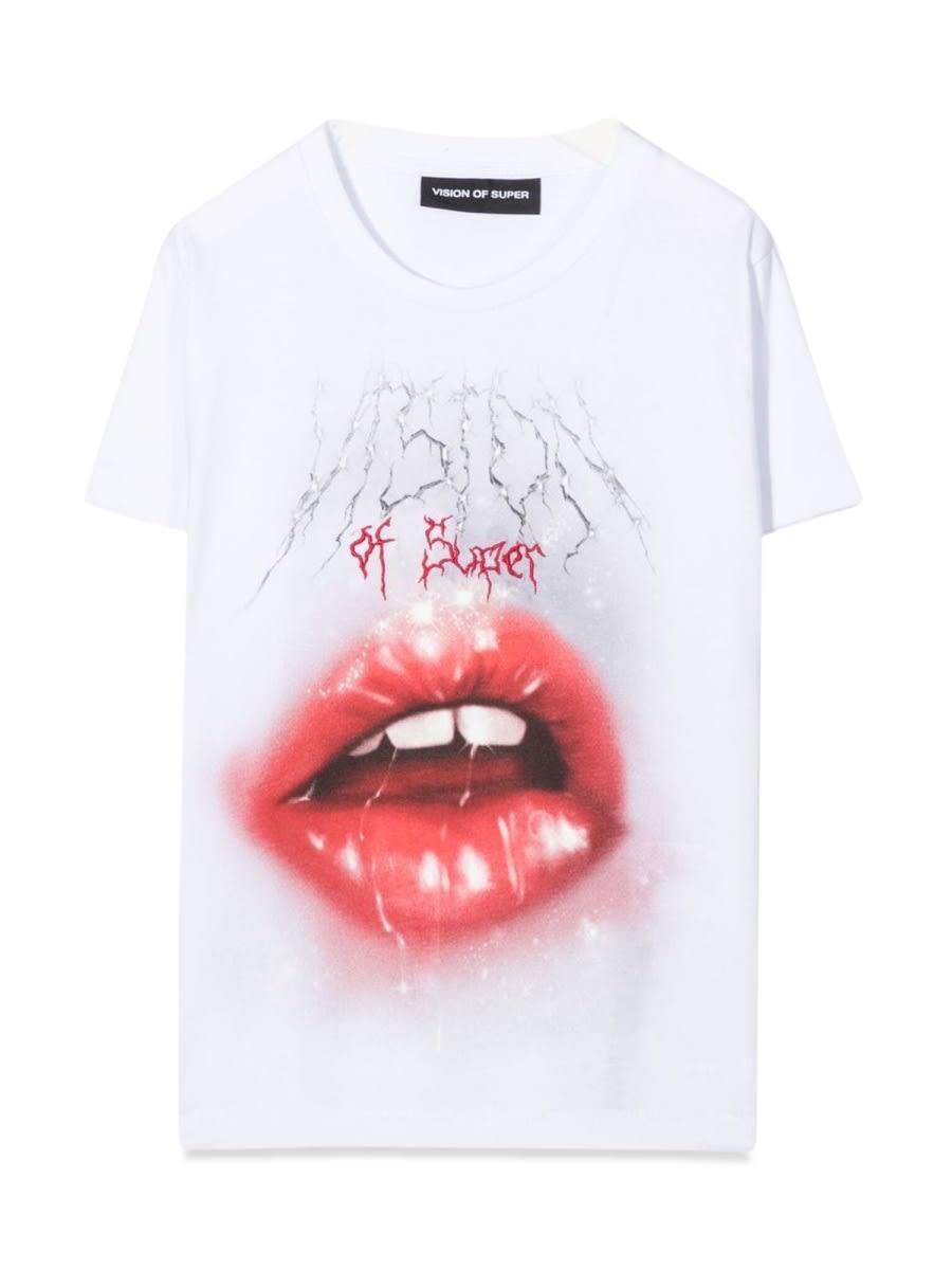 Shop Vision Of Super Rock Mouth Print In White