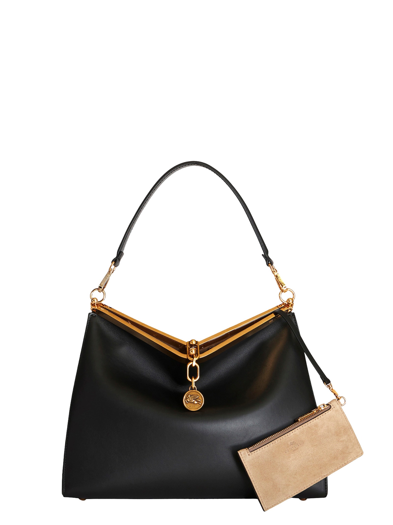 Shop Etro Vela Large Shoulder Bag In Black