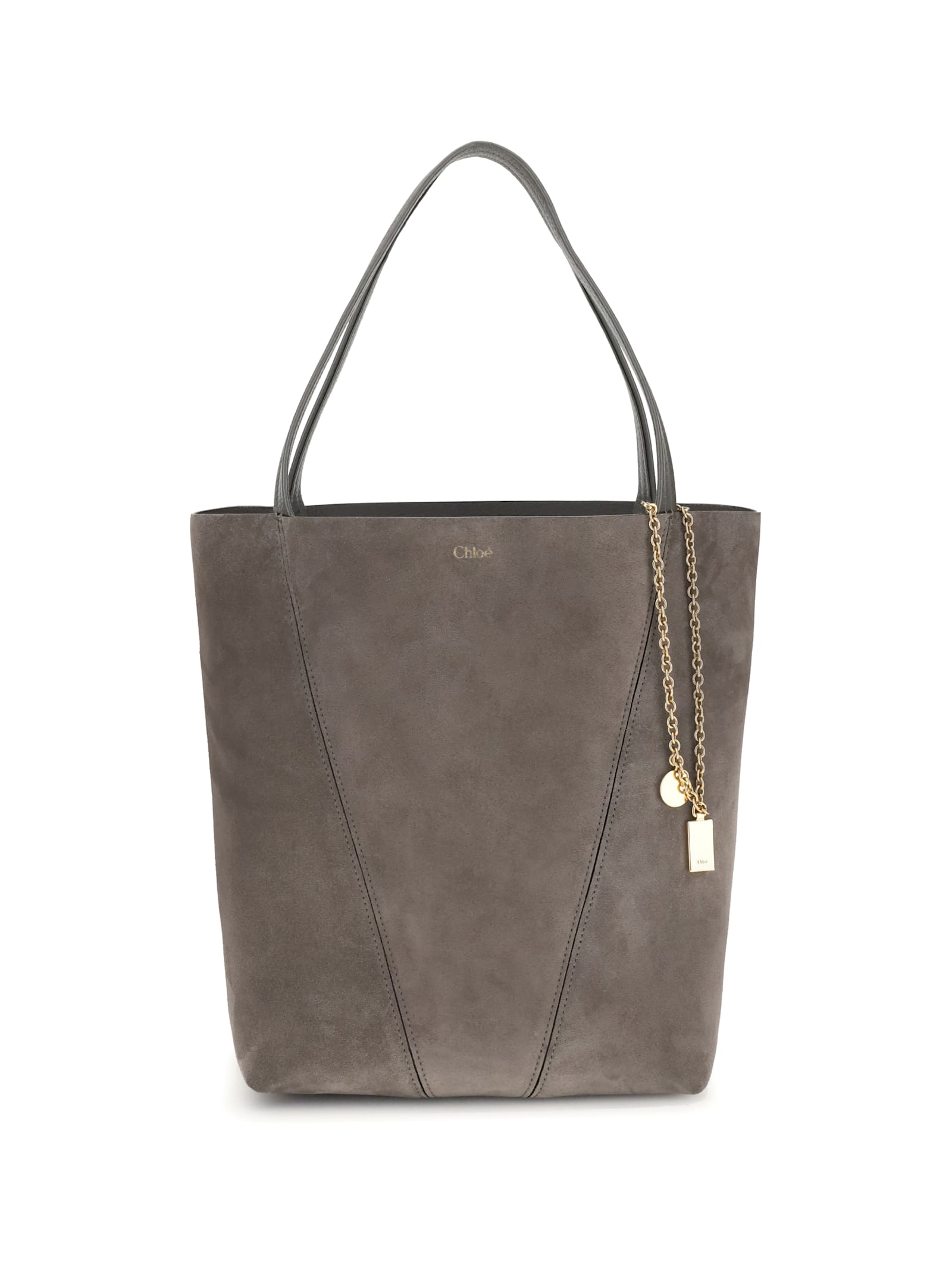 Chloé Spin Medium Tote Bag In Gray