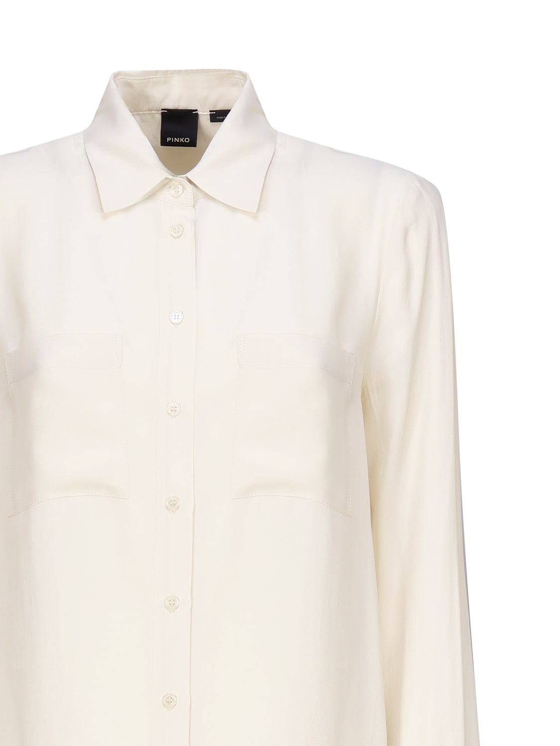 Shop Pinko Silk Blend Shirt With Pockets In Ivory