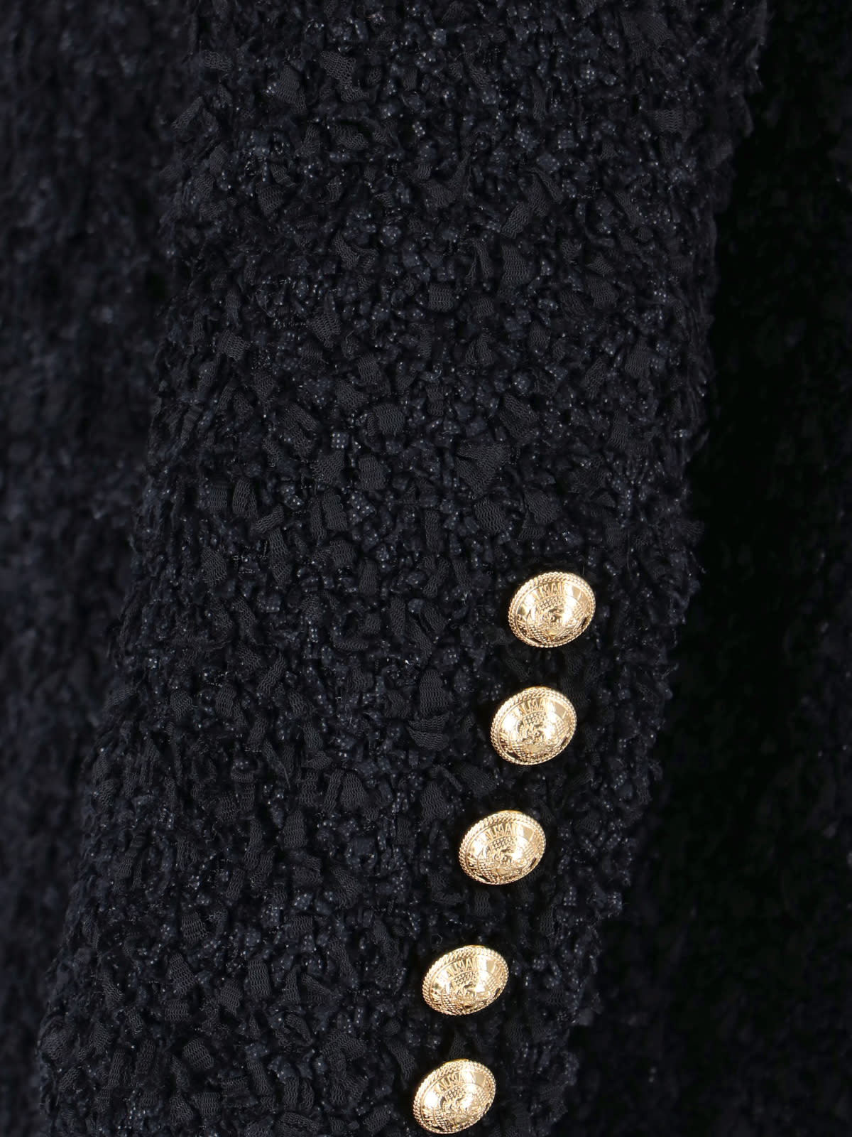 Balmain Edge-to-edge Silky Tweed Jacket In Black