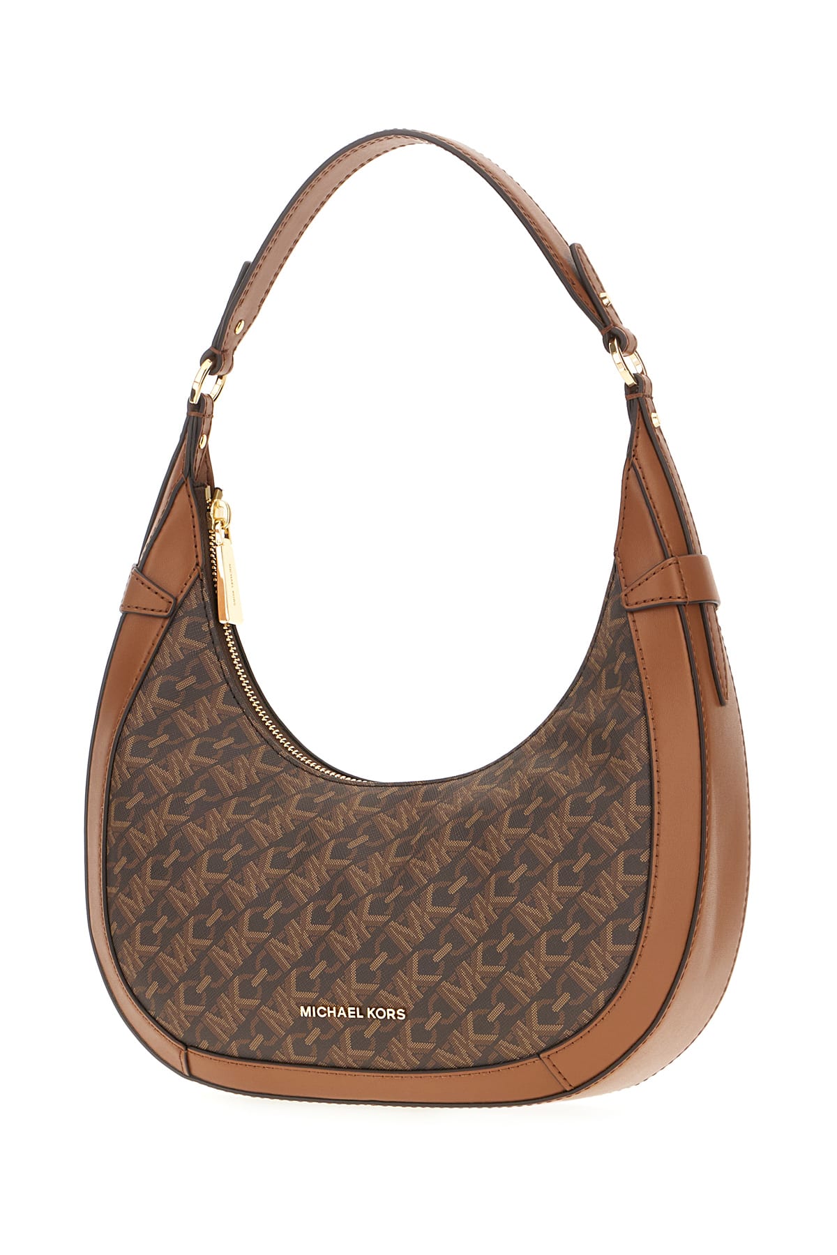 Shop Michael Kors Printed Leather Preston Shoulder Bag In Brnluggage