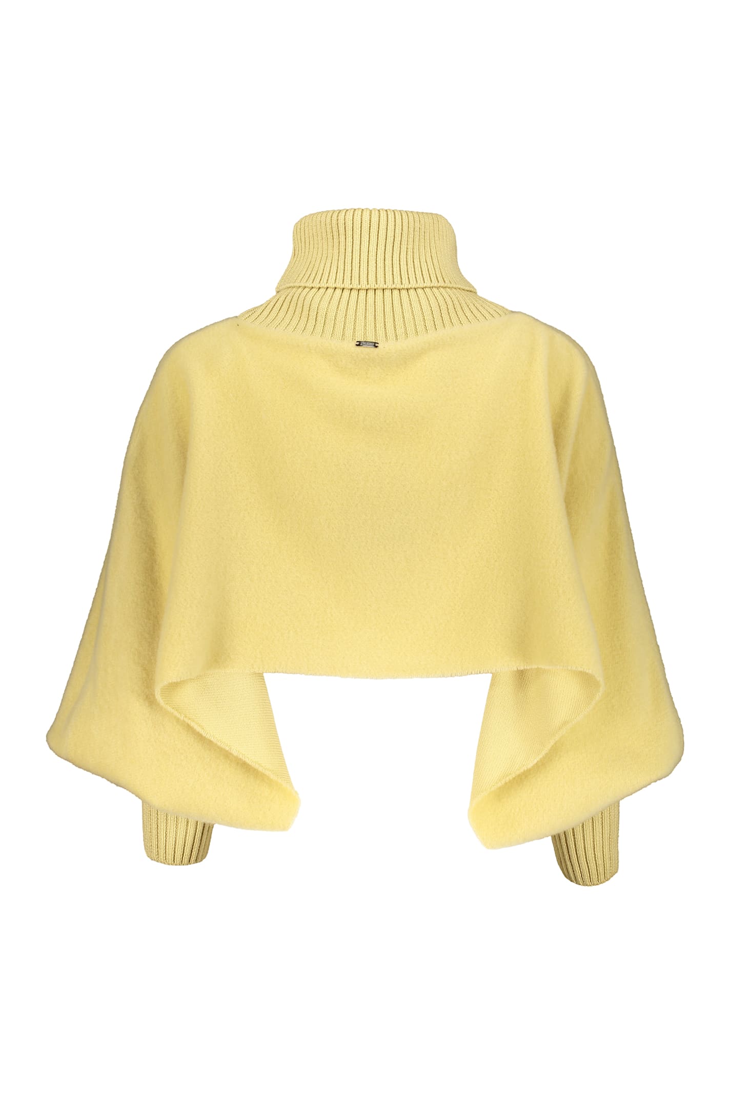 Herno Yellow Cropped Poncho With High Collar In Yellow