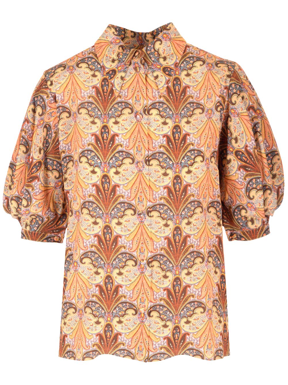 Etro Multicolor Printed Silk Shirt In Beige