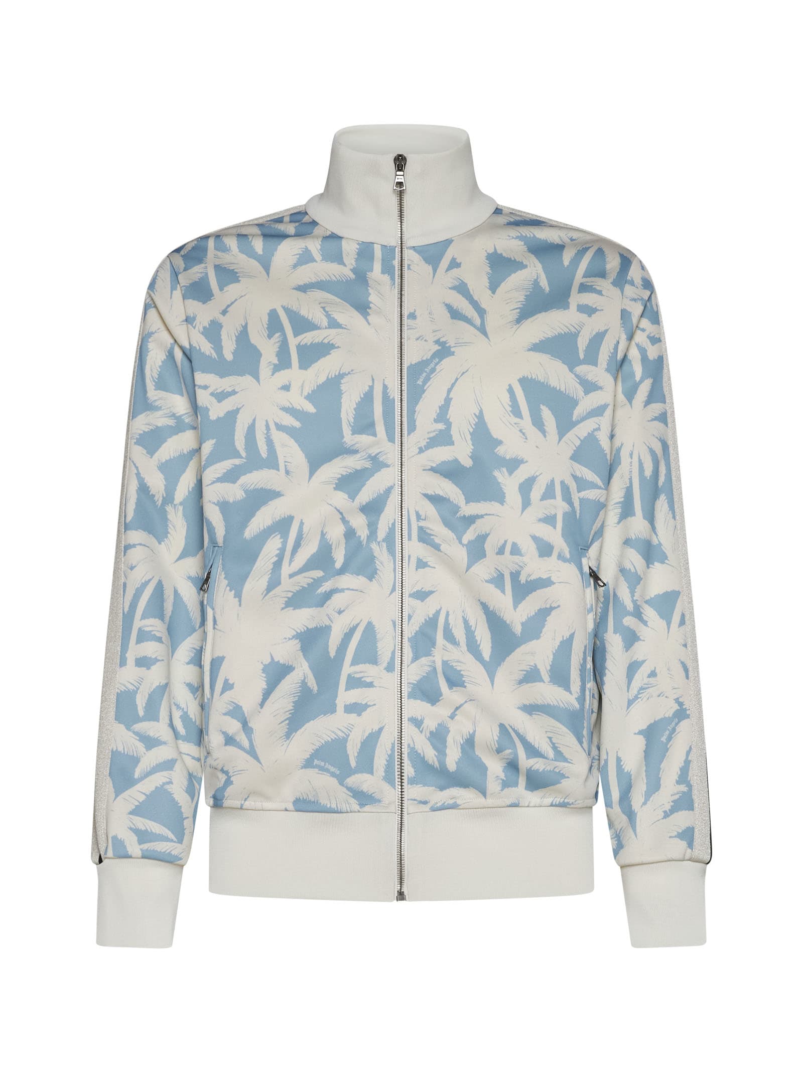 Palm Angels Blue & Off-white Palms Allover Track Jacket In Light Blue Off White