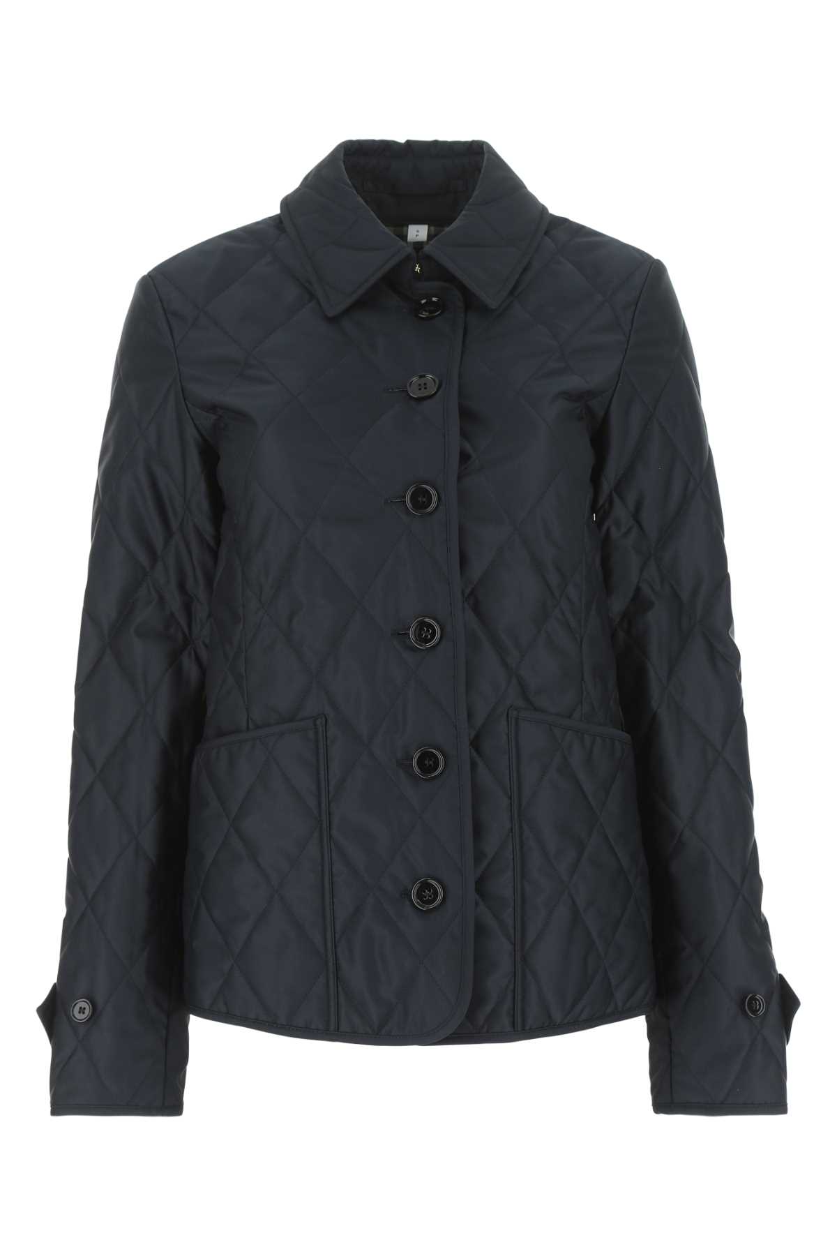 Shop Burberry Navy Blue Polyester Jacket In A1177