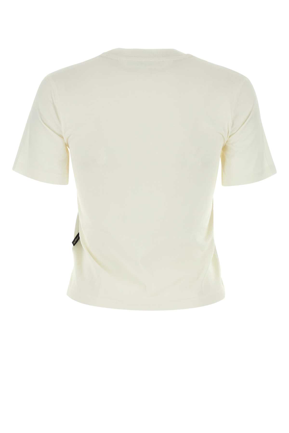 Shop Palm Angels Ivory Cotton T-shirt In Whiteoffwhite