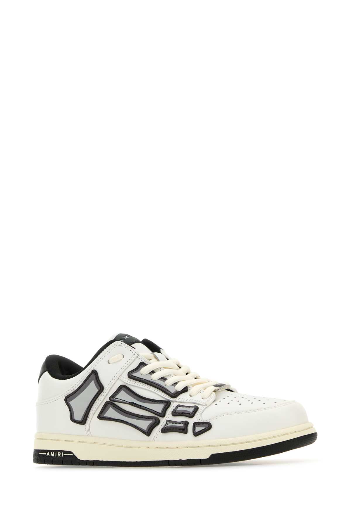 Shop Amiri White Leather Skel Sneakers In Whiteblack