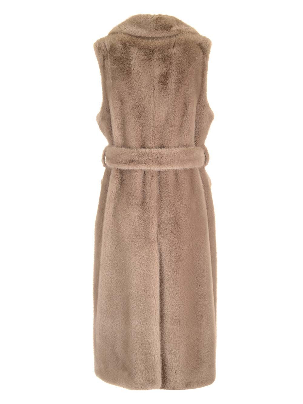 Shop P.a.r.o.s.h Fluffy Long Vest In Beige