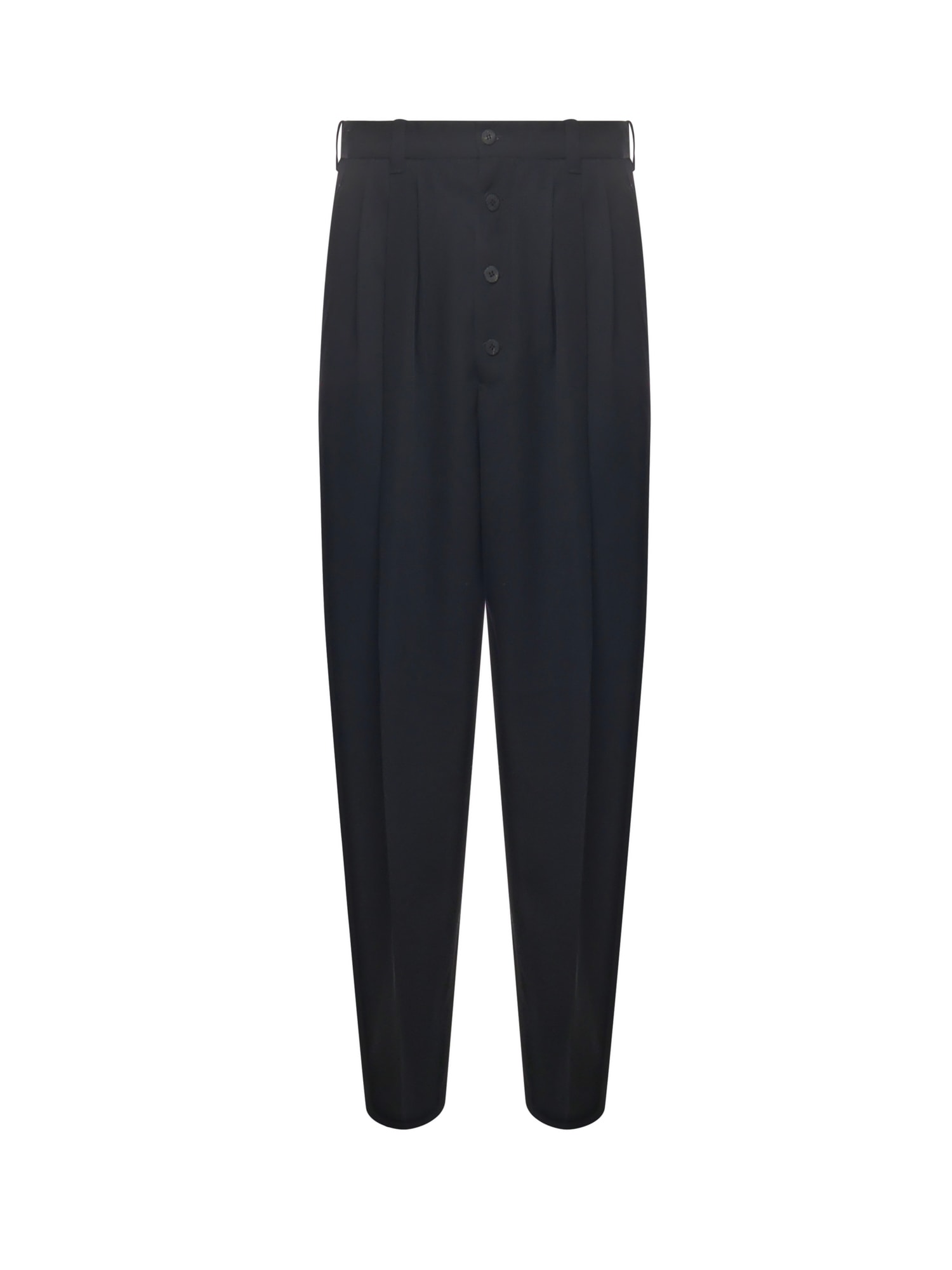 Jacquemus Black Trousers With Button Closure And Pleats On The Front In Wool Man In Black