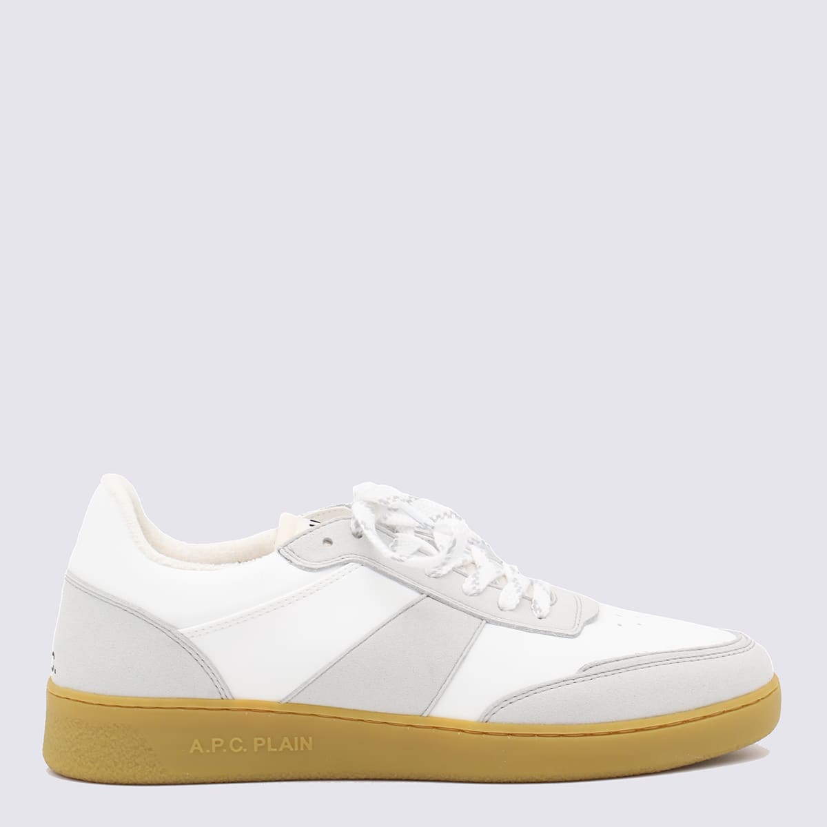 Apc Light Grey Leather Sneakers In White
