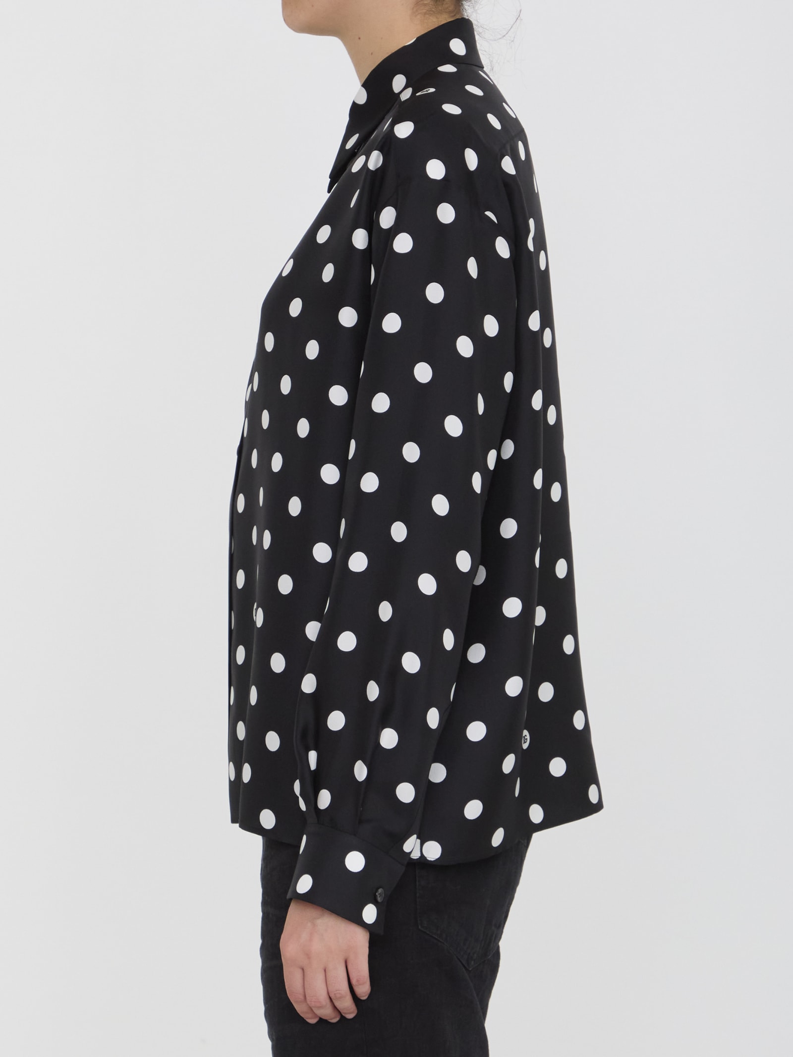 Shop Dolce & Gabbana Shirt With Polka-dot Print In Black