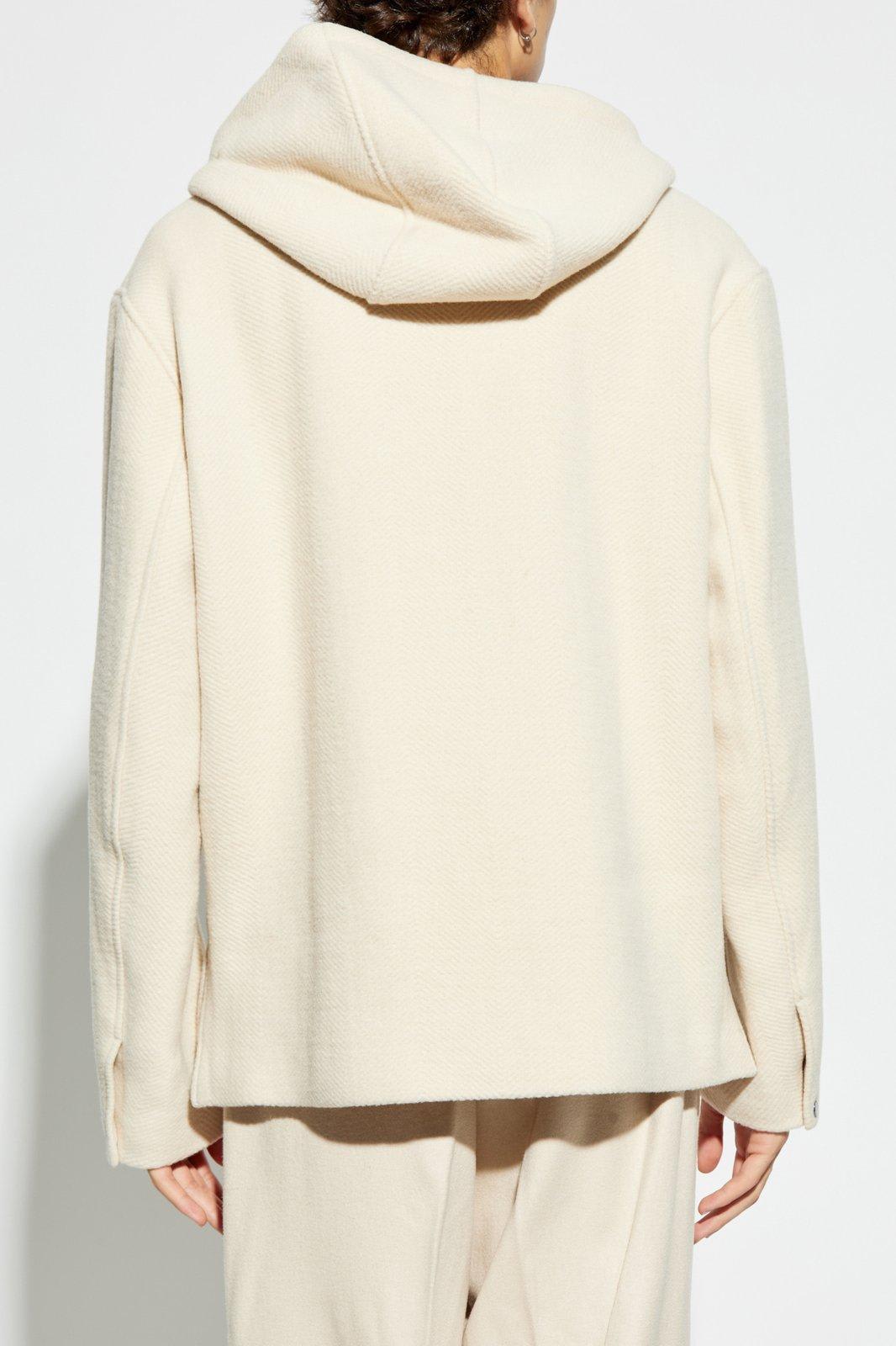 Shop Emporio Armani Wool Jacket With Hood In White