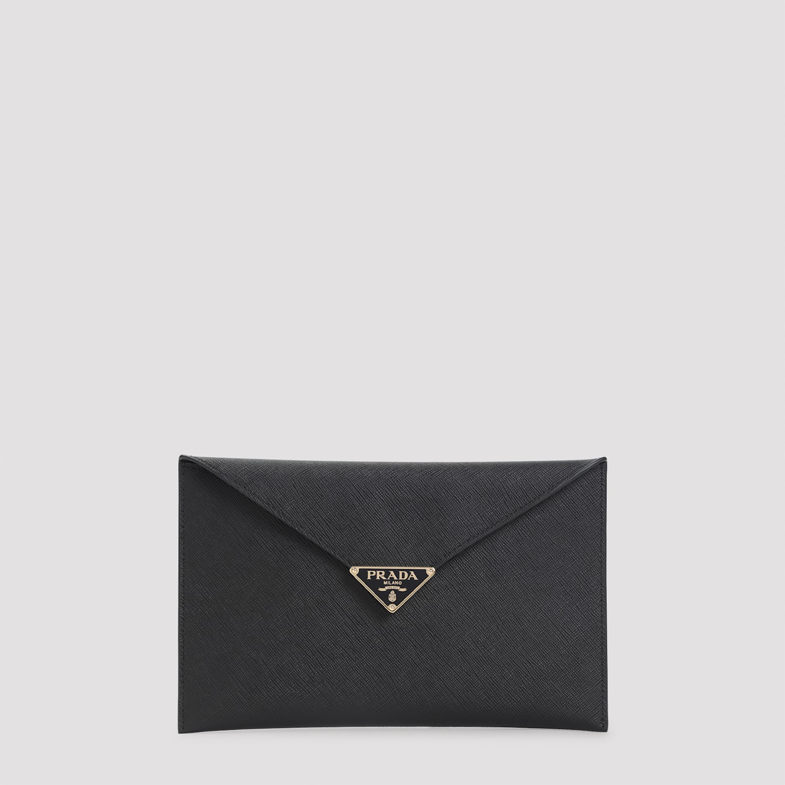 Prada Calf Leather Envelope Clutch In Black