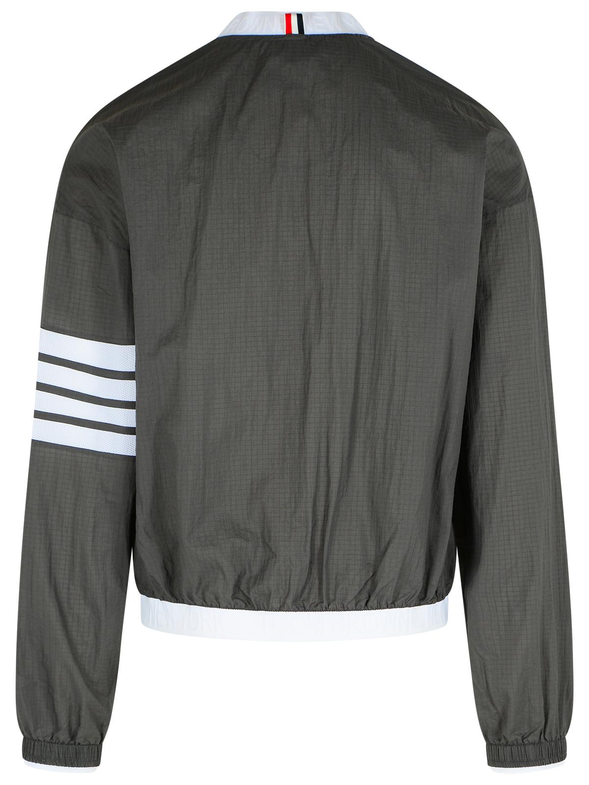 Thom Browne 4 Bar Grey Polyester Jacket In Gray