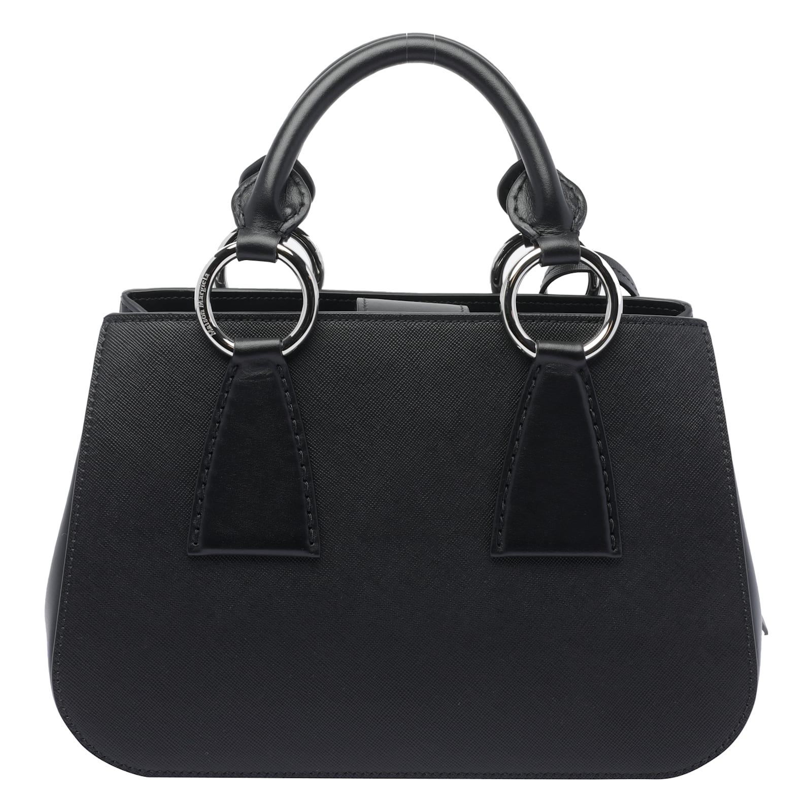 Maison Margiela Shoulder Bags With Metal Rings And Textured Finish In Black
