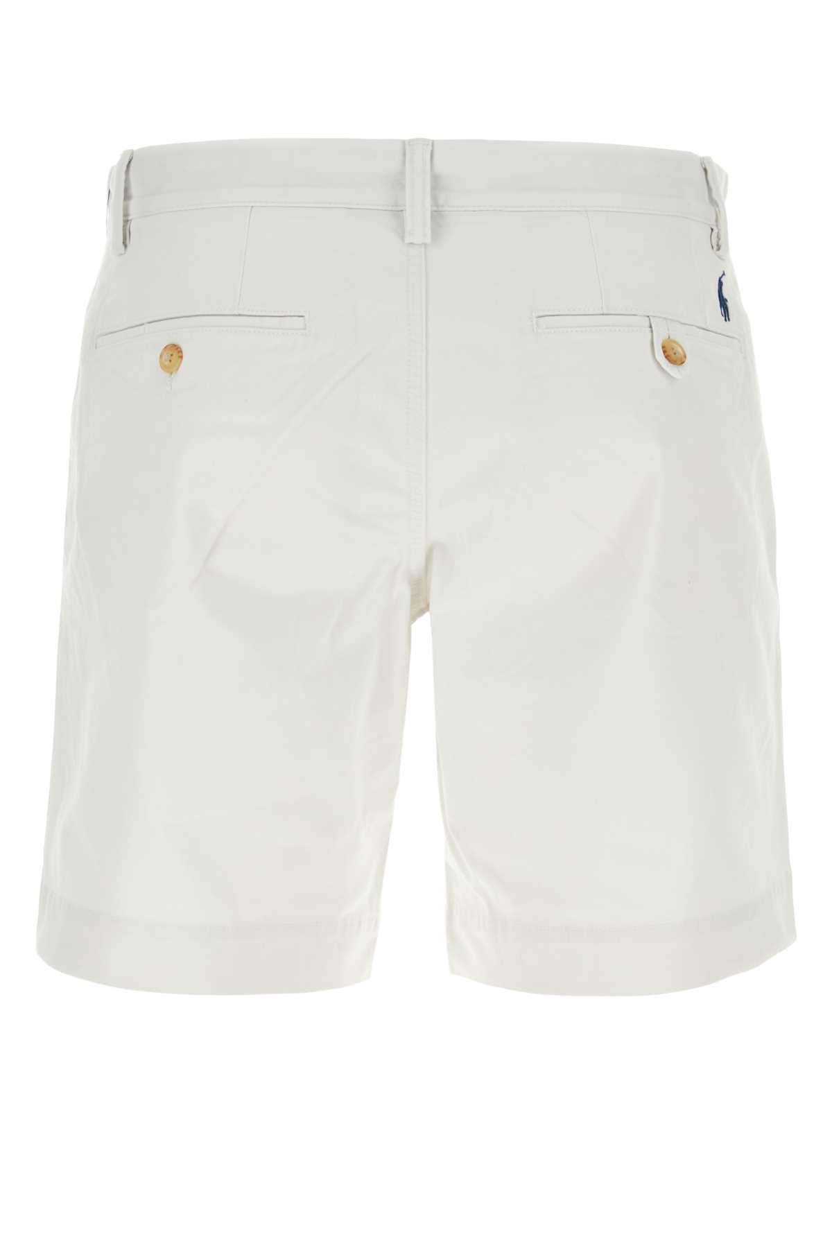 Shop Polo Ralph Lauren White Stretch Cotton Bermuda Shorts In Deckwashwhite