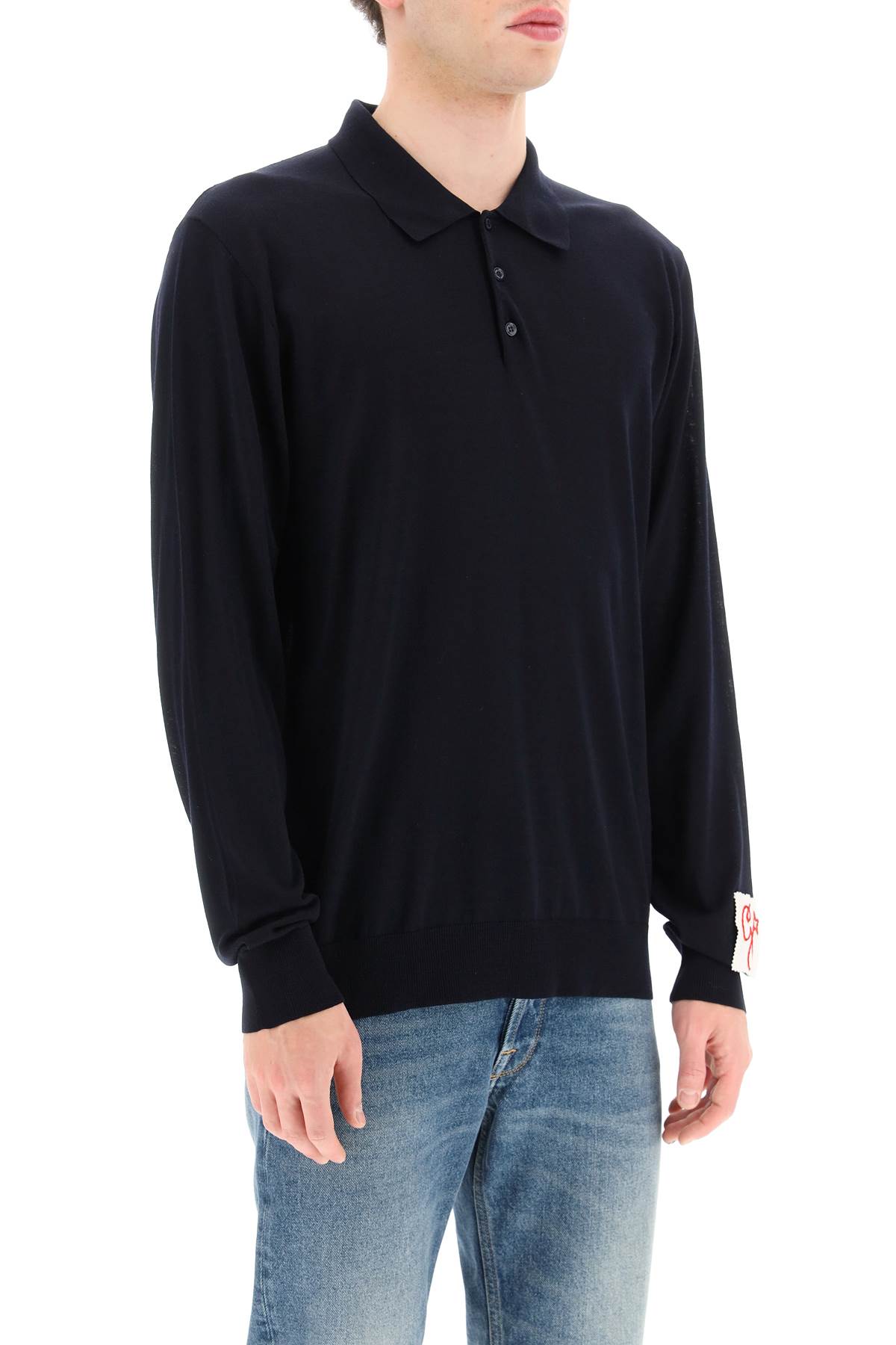 Golden Goose Long-sleeve Knit Polo Shirt In Navy (blue)