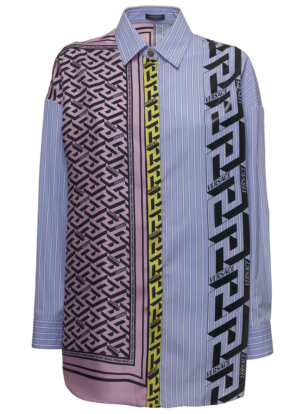 Versace Multicolor Silk Shirt With Foulard Monogram Detail