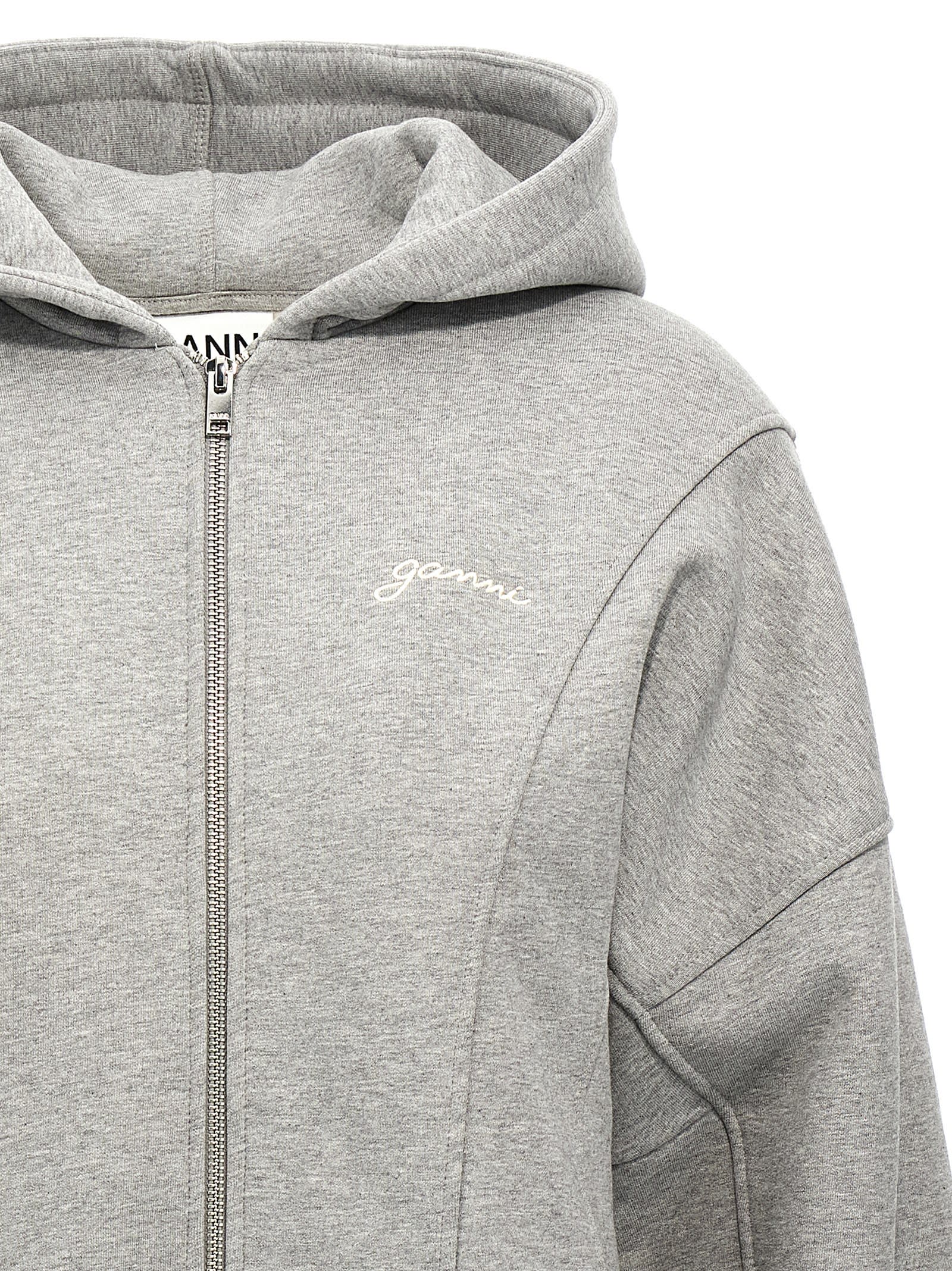 GANNI LOGO EMBROIDERY HOODIE 