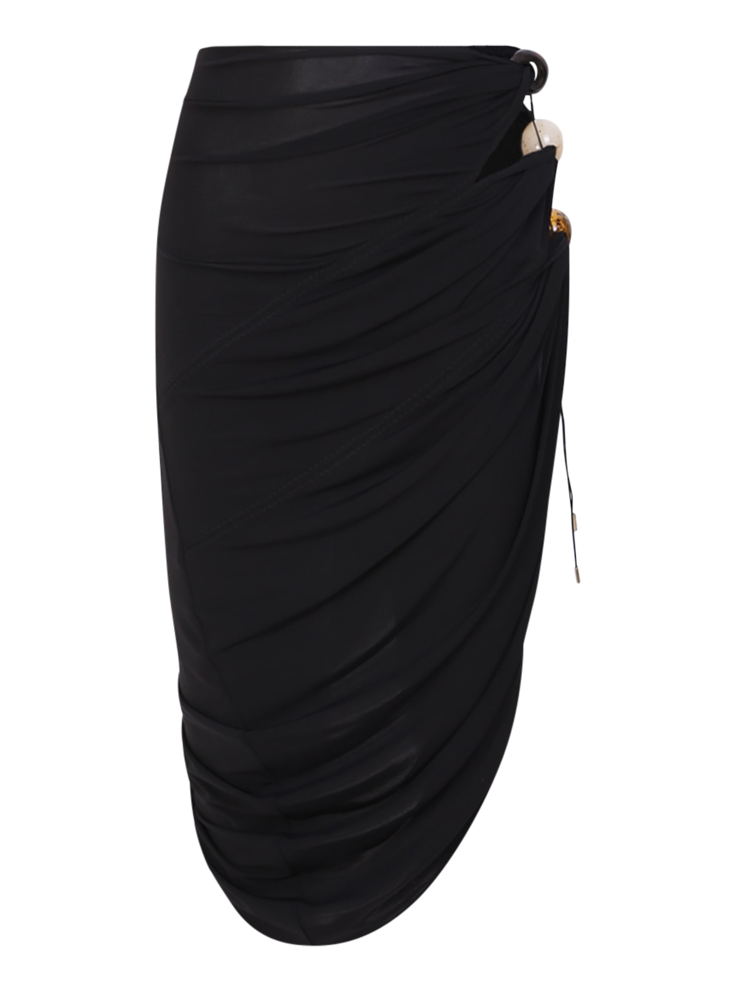 Jacquemus Black Le Raphia 'la Jupe Perola' Midi Skirt In Black