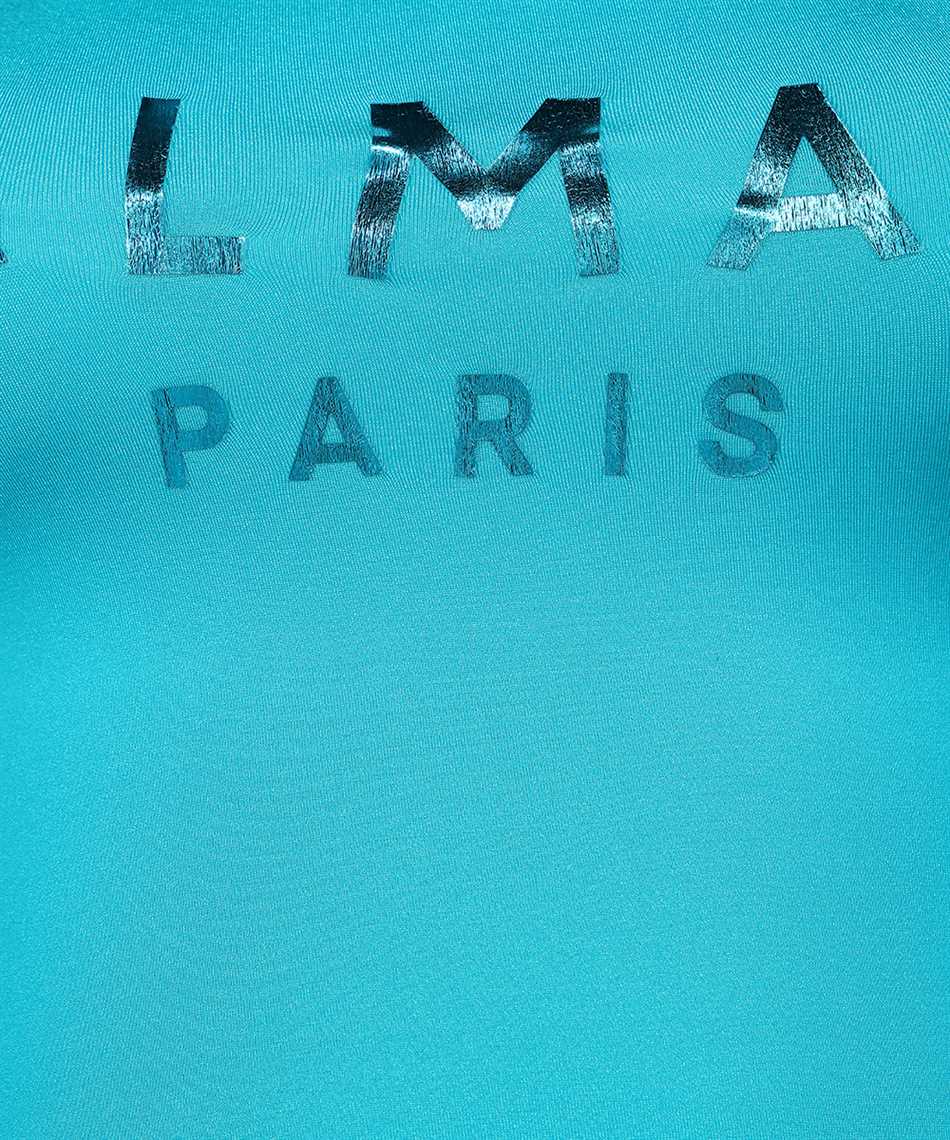 Balmain Logo-print One-shoulder Swimsuit In Blue
