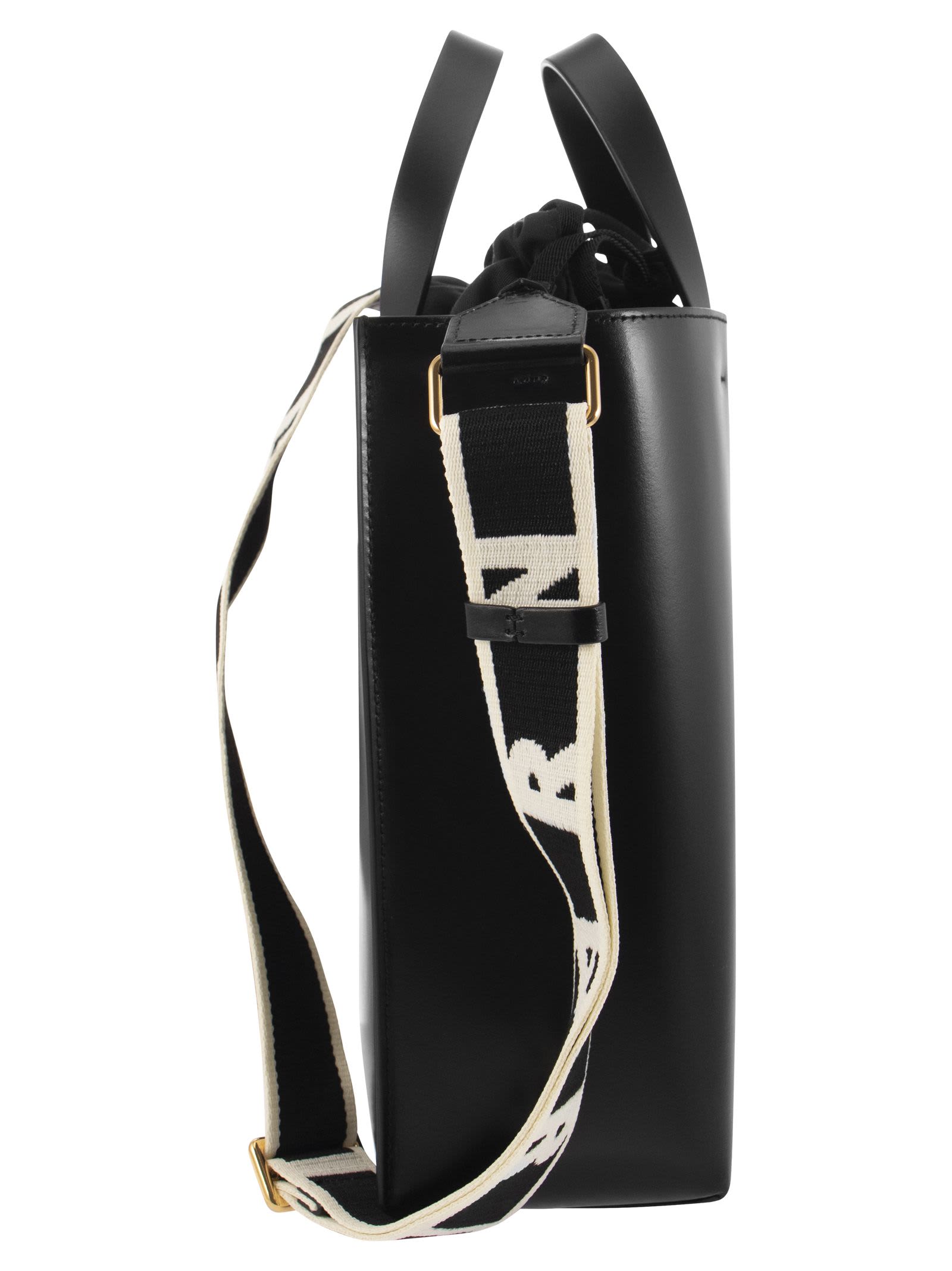 Marni Small Museo Black Leather Bag In Black
