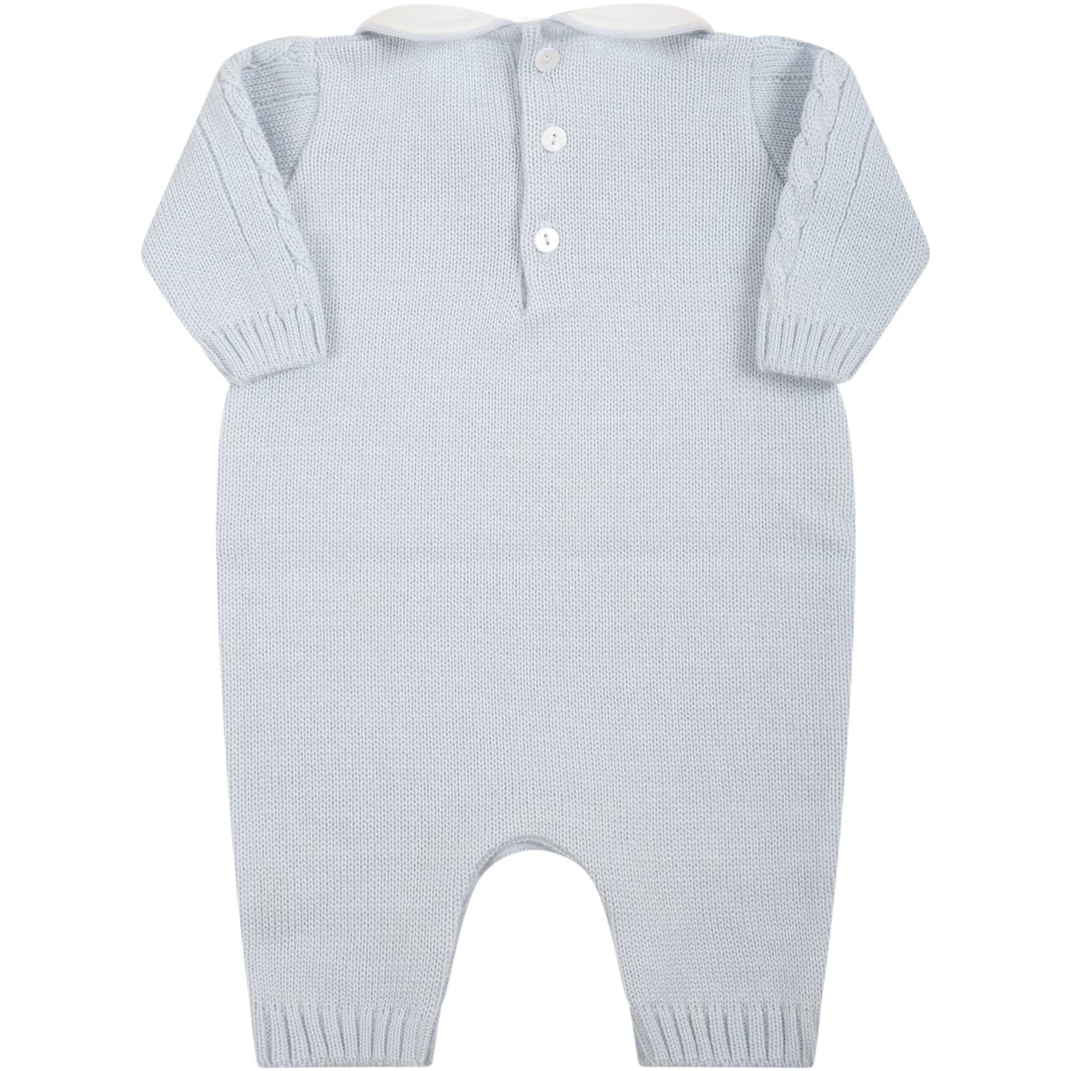 Little Bear Light Blue Babygrow For Babyboy With Writing In Light Blue