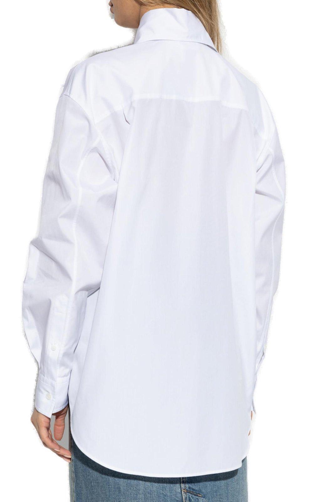 Alexander Mcqueen Cotton Shirt With Frontal Rouches In White