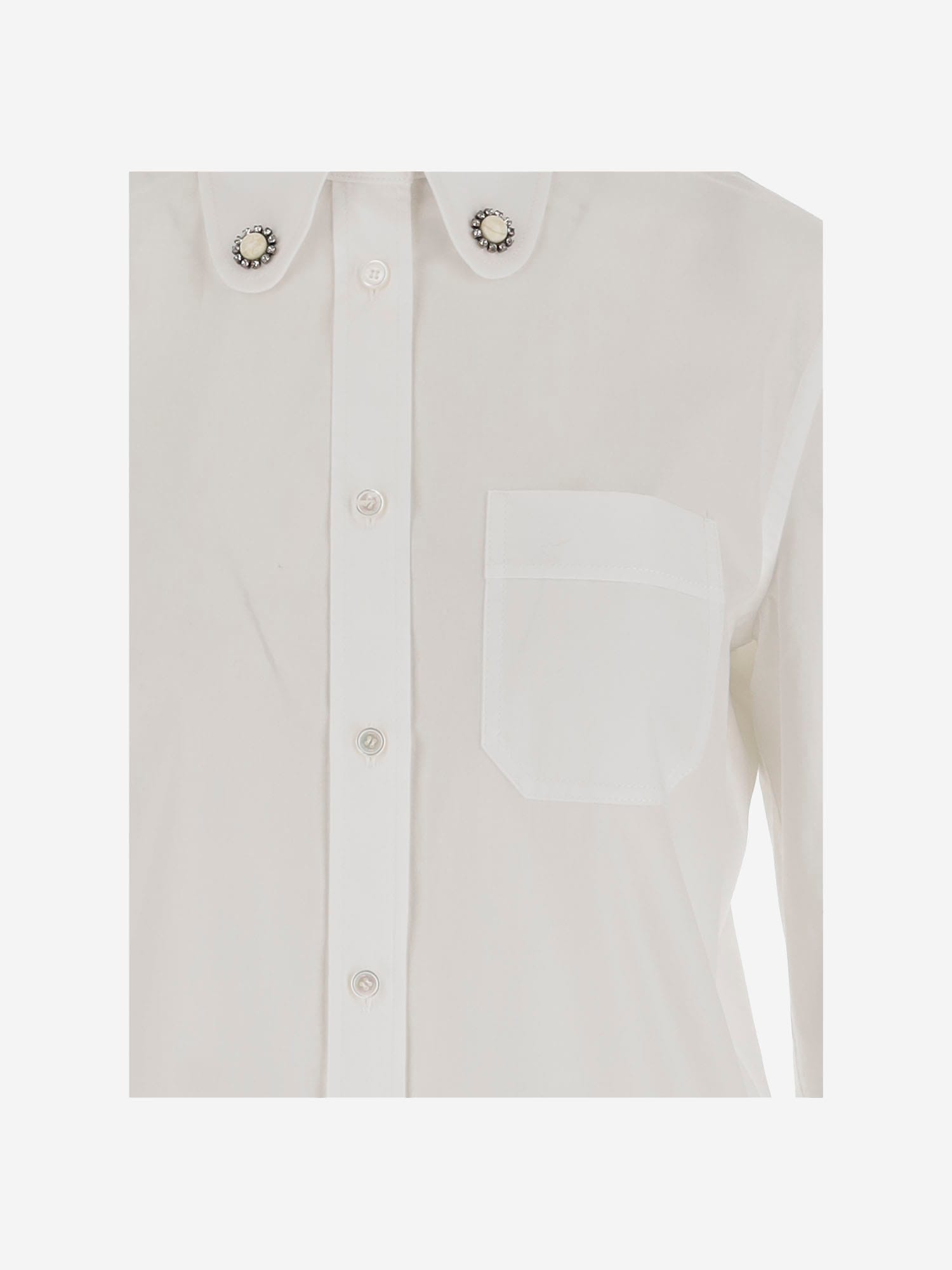 Valentino Faux Pearl-embellished Cotton Poplin Shirt In Bianco Ottico