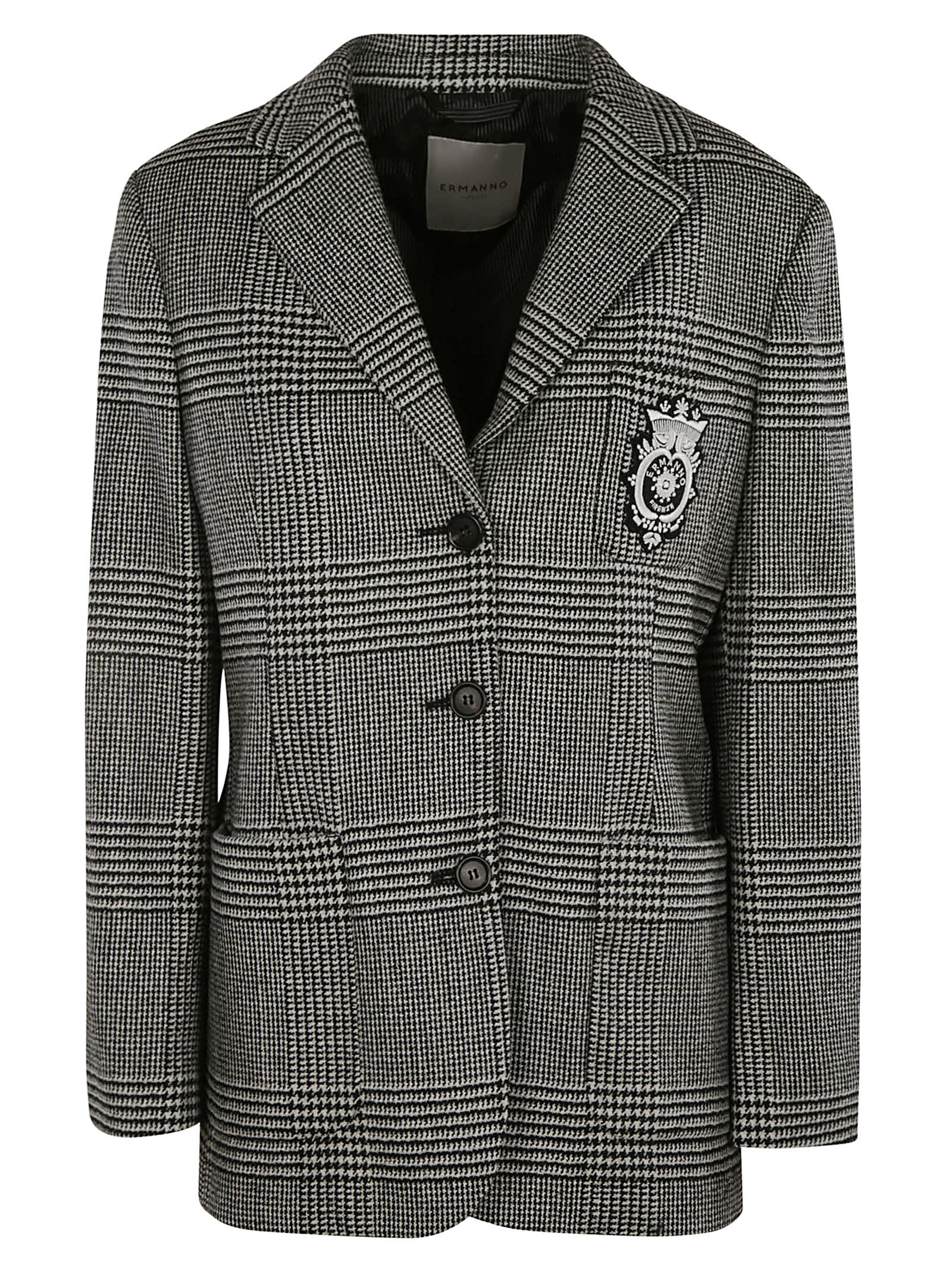 Ermanno Scervino Logo Embroidered Check Pattern Jacket